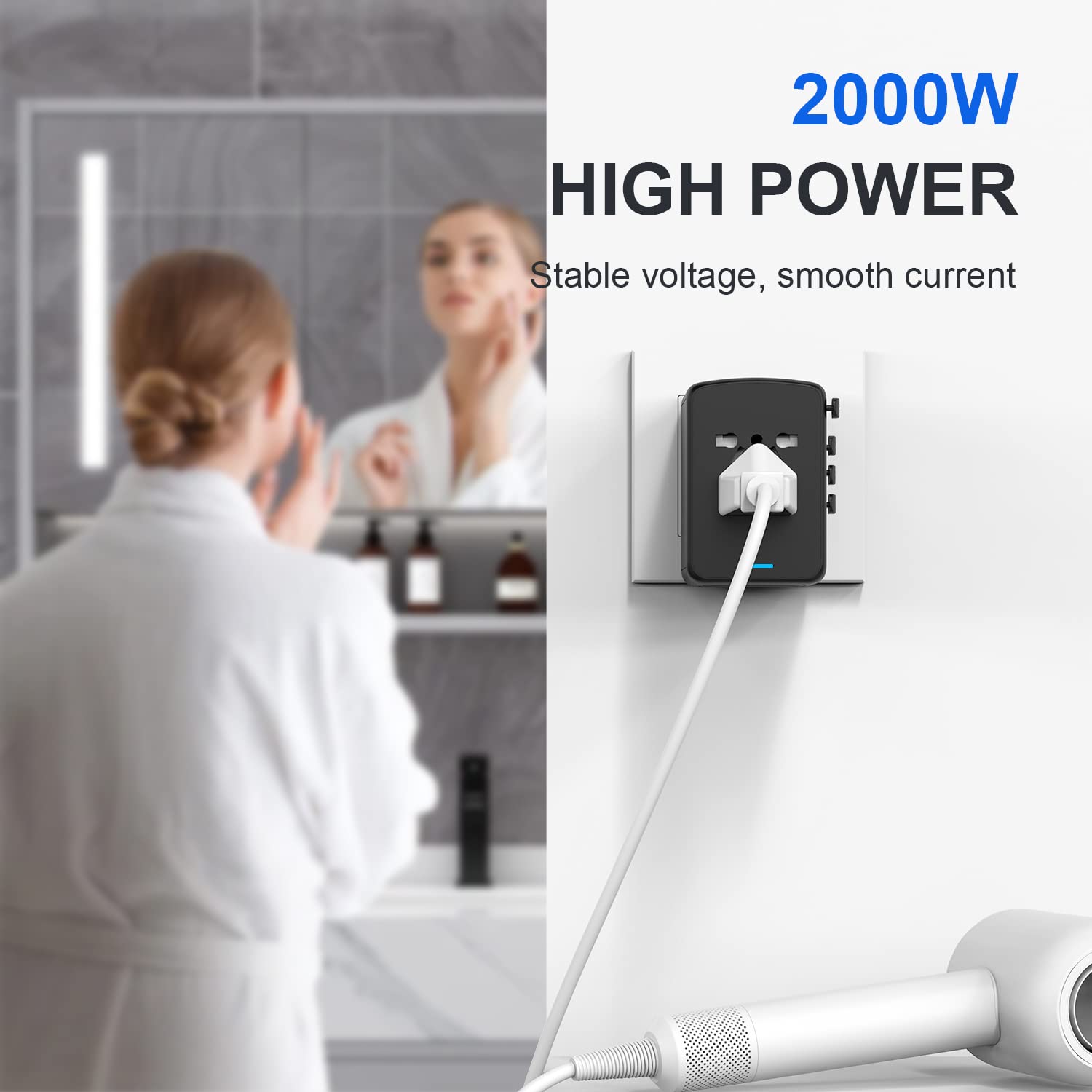 Jmfone 35W Pd Universal Travel Adapter, Fast Charging International Power Plug Adapter With 3*Usb-A & 2*Usb-C Ports And Multi Ac