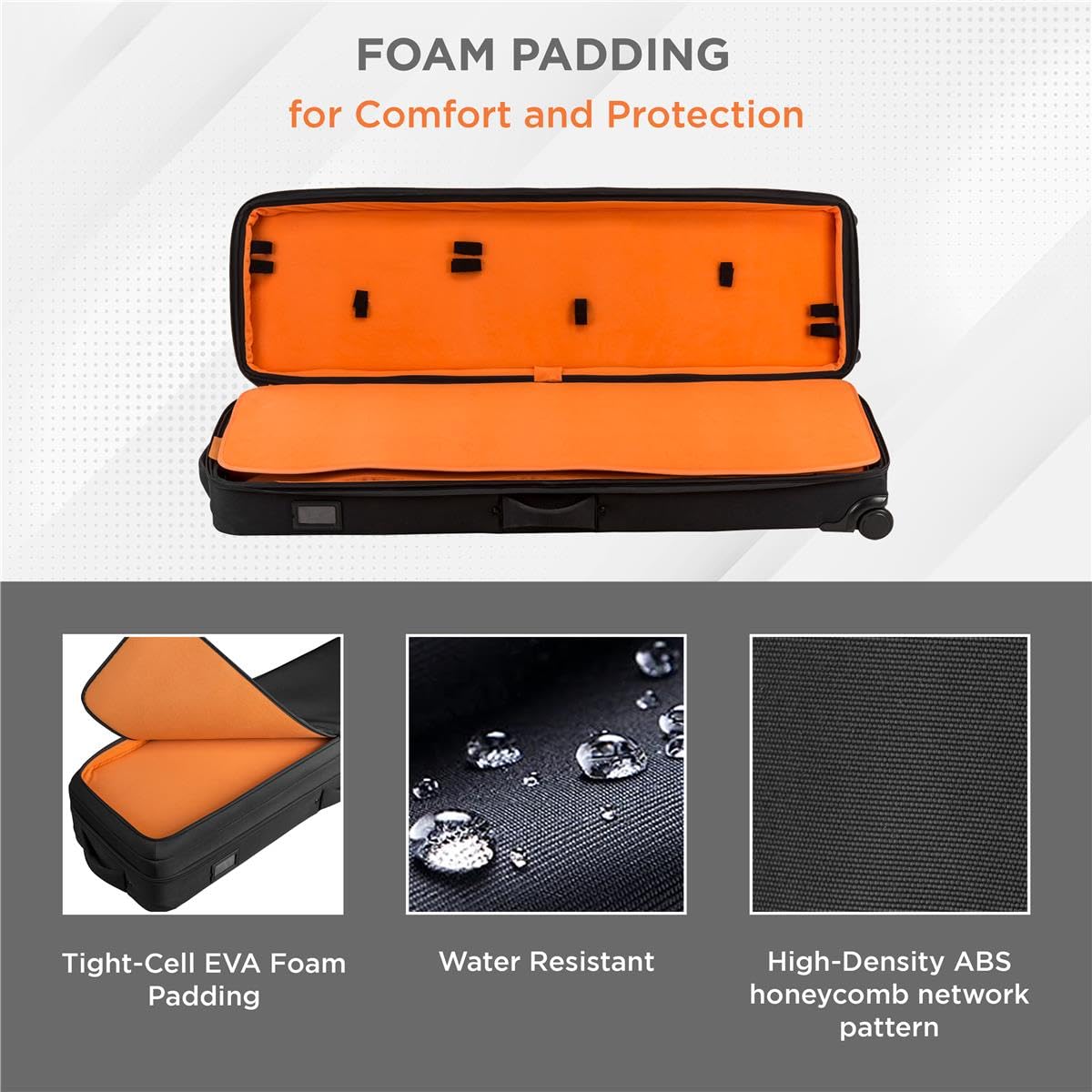 Slinger L6 Bigbag Light Stand Rolling Case For Three C Stands, Black, Carrying Case For Light Stands Features Bright Orange Inte