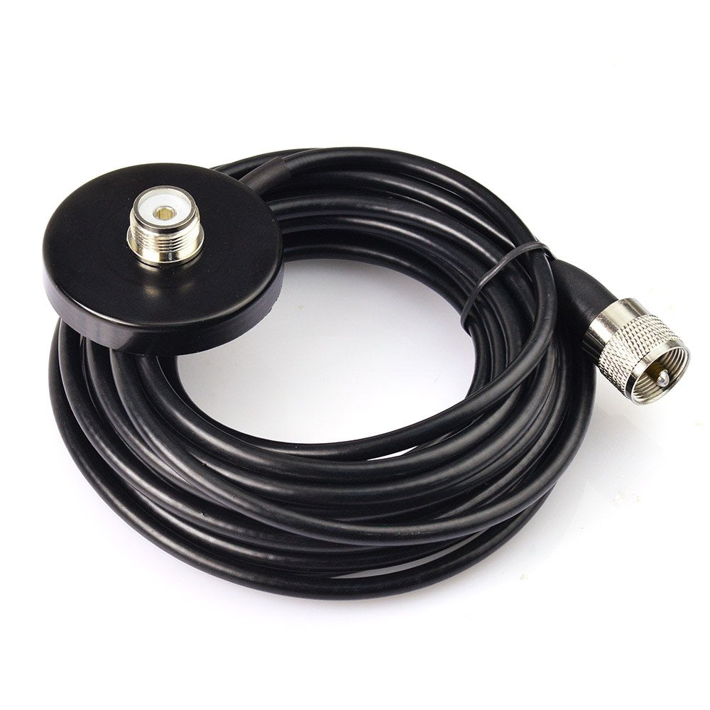 Eightwood Dual Band Vhf Uhf Ham Mobile Radio Antenna Pl259 Connector With Magnetic Base Extension Cable 16 Feet For Vehicle Mari