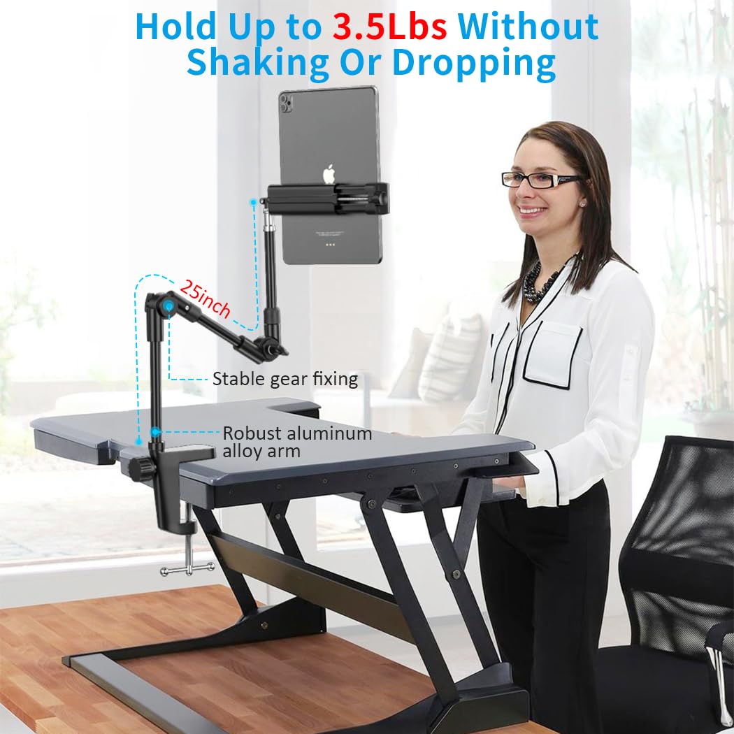 Kdd Webcam Stand Camera Mount With Phone Holder, 22 Inch Foldable Flexible Gooseneck Cell Phone Clamp & Table Projector Mount, For Logitech C922 C930E C920S C920 C960 Brio 4K, Gopro Hero 8 7 6 5