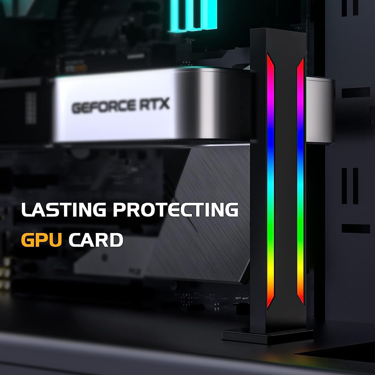 Uniontang Ds Black Rgb Graphics Card Gpu Support Bracket, Single Slot Cards, Support Video Card Holder Bracket With 5V 3Pin Argb