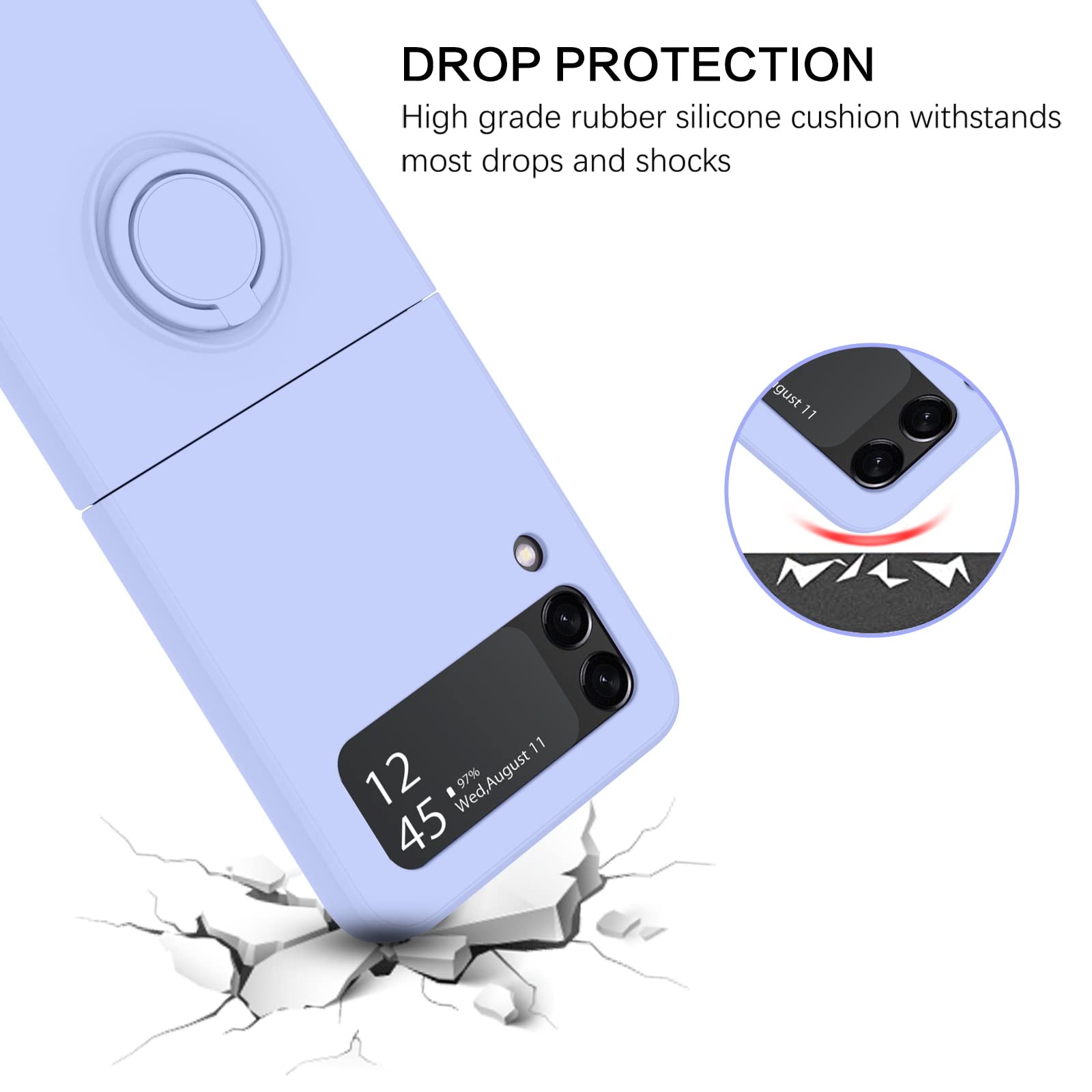 Gaobao For Samsung Galaxy Z Flip 3 5G Case, Galaxy Z Flip 3 5G Cover 6.7'', Silicone Soft Gel Rubber Bumper Shockproof Anti Scra