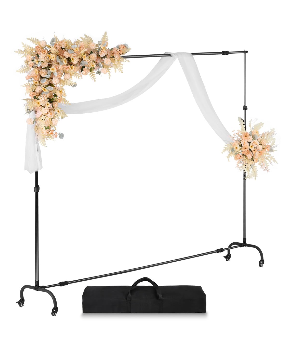 VEVOR Backdrop Stand with Wheels, 7 x 10 ft Adjustable Photo Backdrop Stand Kit, Moveable Background Backdrop Stand, Heavy Duty 