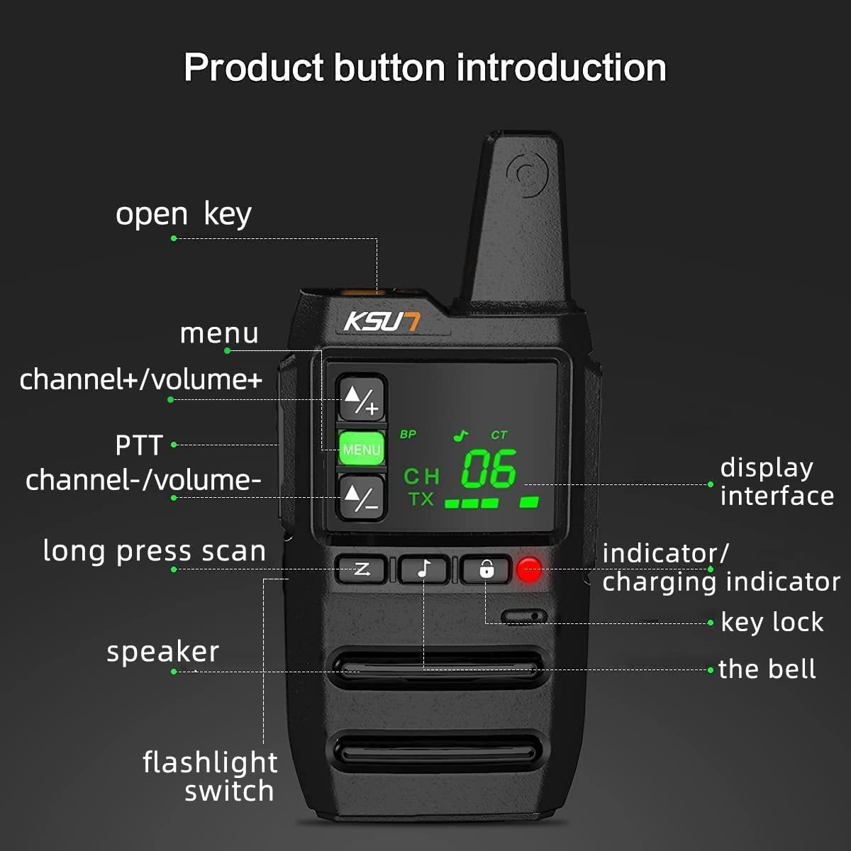 Long Range Walkie Talkies Waterproof, 2 Pack Rechargeable Two Way Radios Adults Usb Charging Battery Portable For Outdoor Huntin