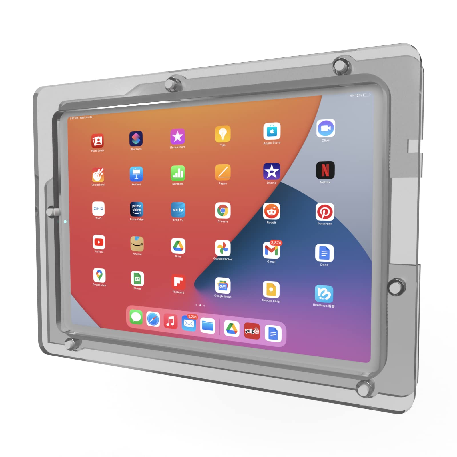Tabcare Anti Theft Acrylic Vesa Enclosure For Apple Ipad Pro 11' 1St, 2Nd, 3Rd, 4Th Gen. With Free Wall Mount Kit & 90 Degree Angle Usb C Cable (Ipad Pro 11 1/2/3/4, Clear)
