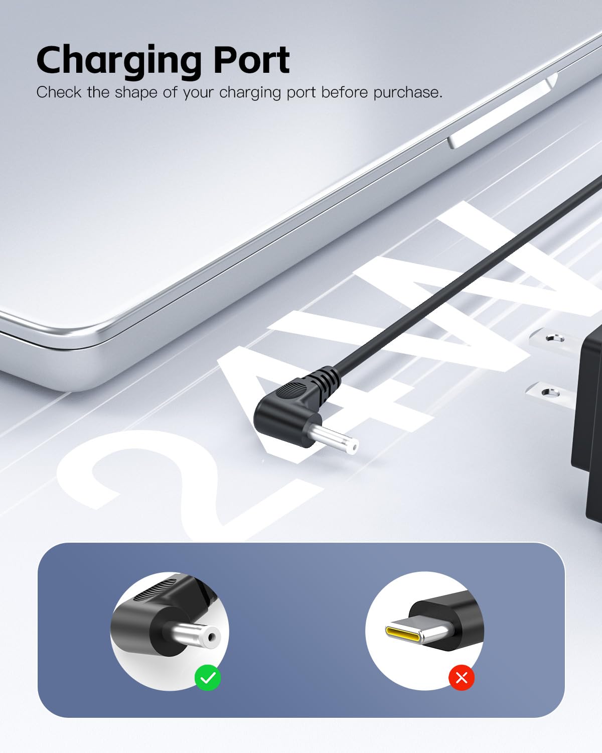 (Ul Safety Certified Product) Charger Fit For Gateway Laptop 12V 2A   (Fit For Gwtc116 2Bl,Gwtn156 11Bk,Saw30 120 2000U,Gwtc116