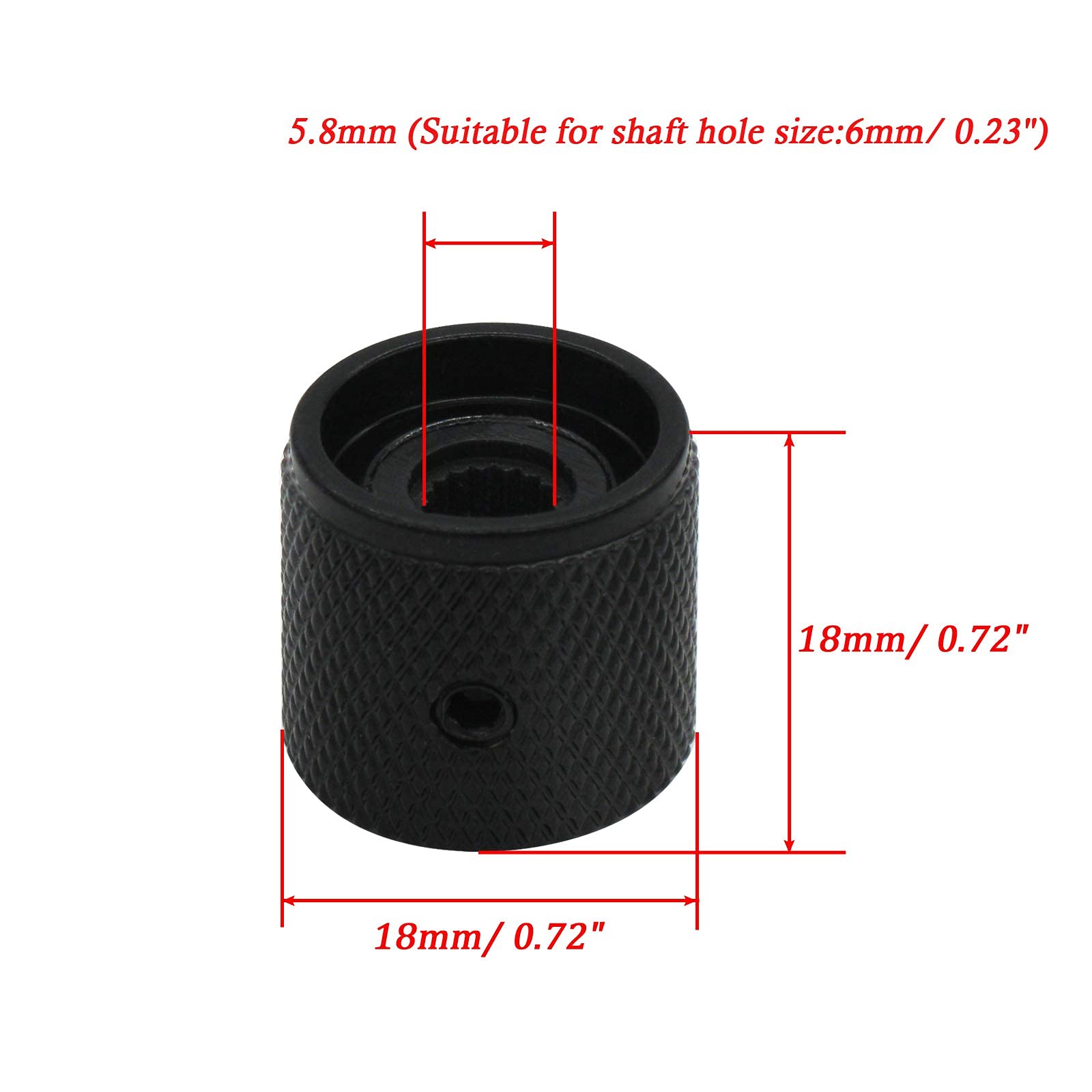 Mxuteuk 4Pcs Black Metal Potentiometer Control Knob Volume Audio Electric Guitar Bass Screw Type 18 X 18Mm (Dh) Knob 10 Bk