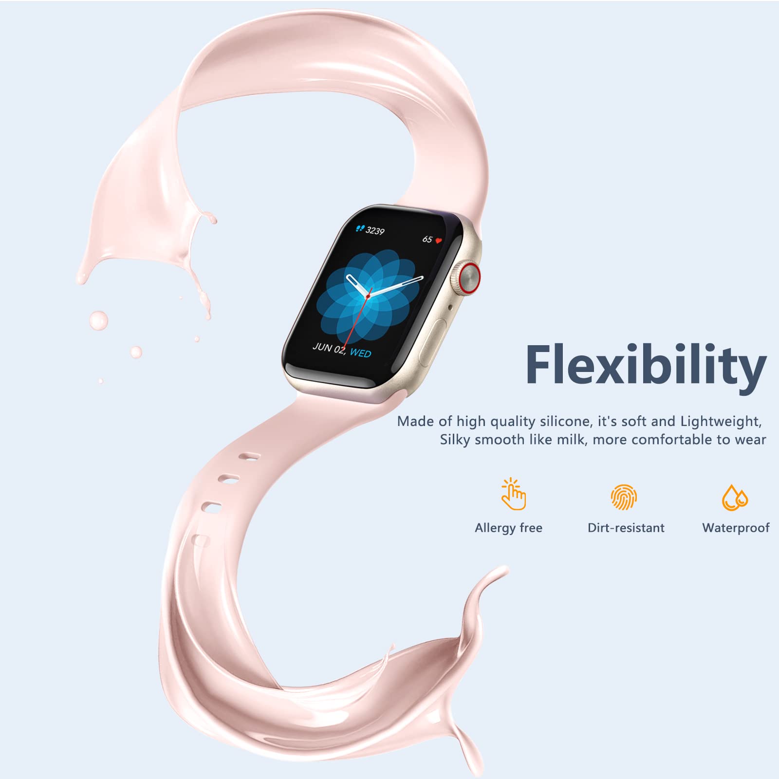 Daqin Compatible With Apple Watch Band 40Mm For Women Men Iwatch Band 38Mm 41Mm 42Mm 44Mm 45Mm 46Mm 49Mm, 8 Pack Soft Silicone S