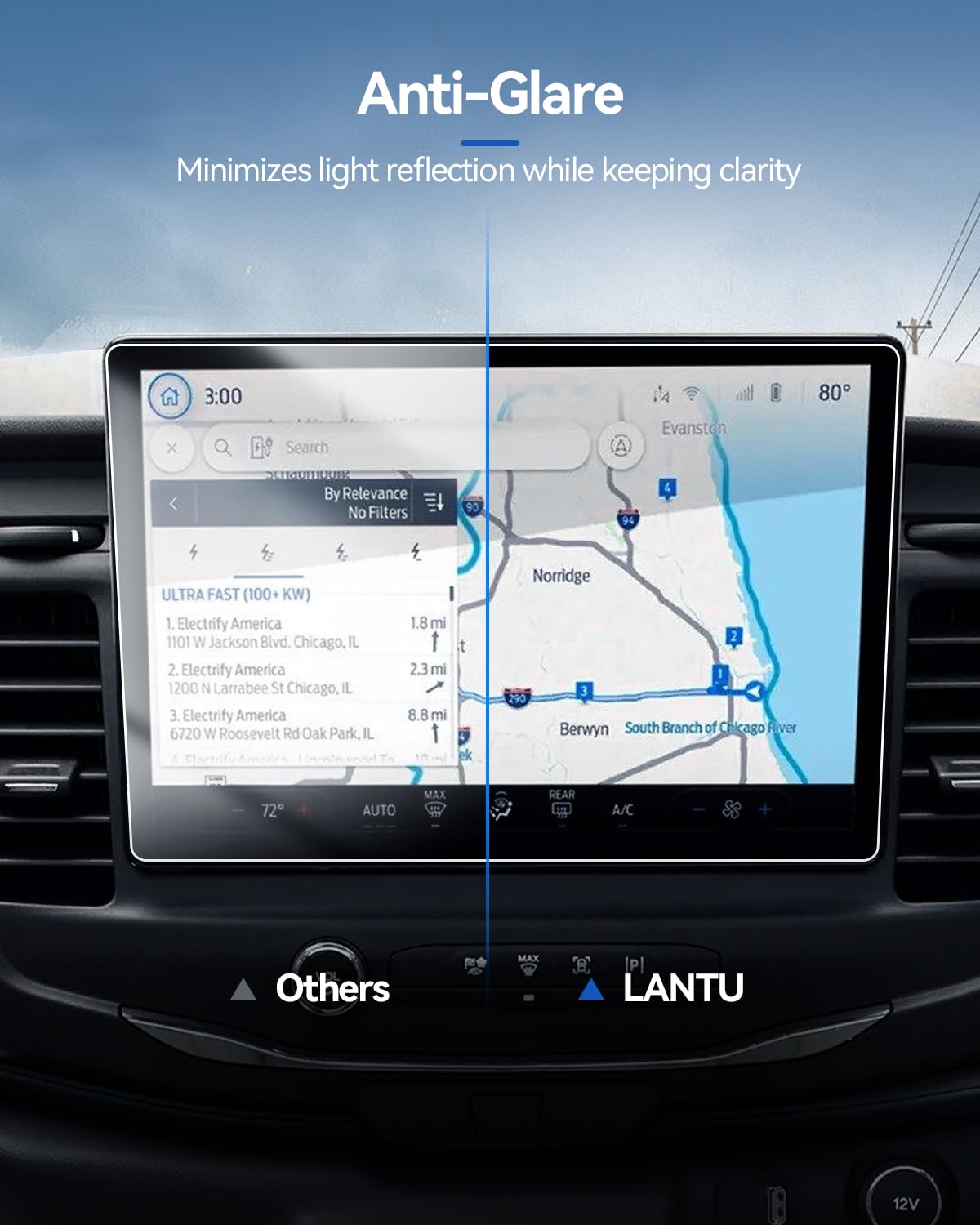 Lantu 2Pcs Car Screen Protector For 2022 2023 2024 Ford Transit (Passenger Van Xl/Xlt/Cargo Van/Crew Van) Accessories Nano Gps N