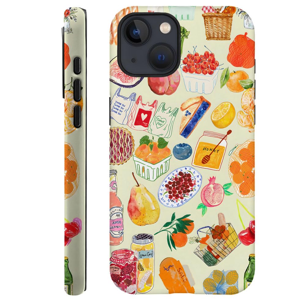 Case for iPhone 13,Fits Frosted Case Design for Girl Women,Farmers Vegetable Fruit Collage