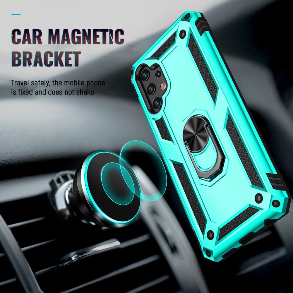 Androgate Phone Case for Samsung Galaxy A13 4G Military Grade Ring Holder Kickstand Shockproof Plastic Green