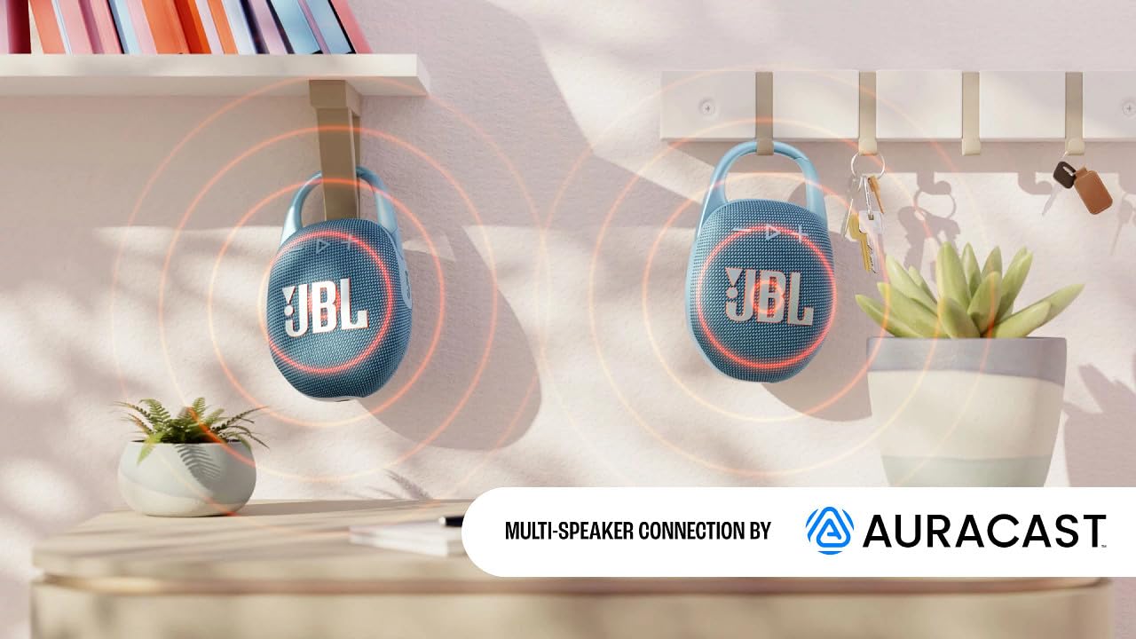 Jbl Clip 5 Ultra-Portable Waterproof Speaker With Auracast (Connect Multiple Speaker), Powerful Audio, Dustproof, Wireless Bluet