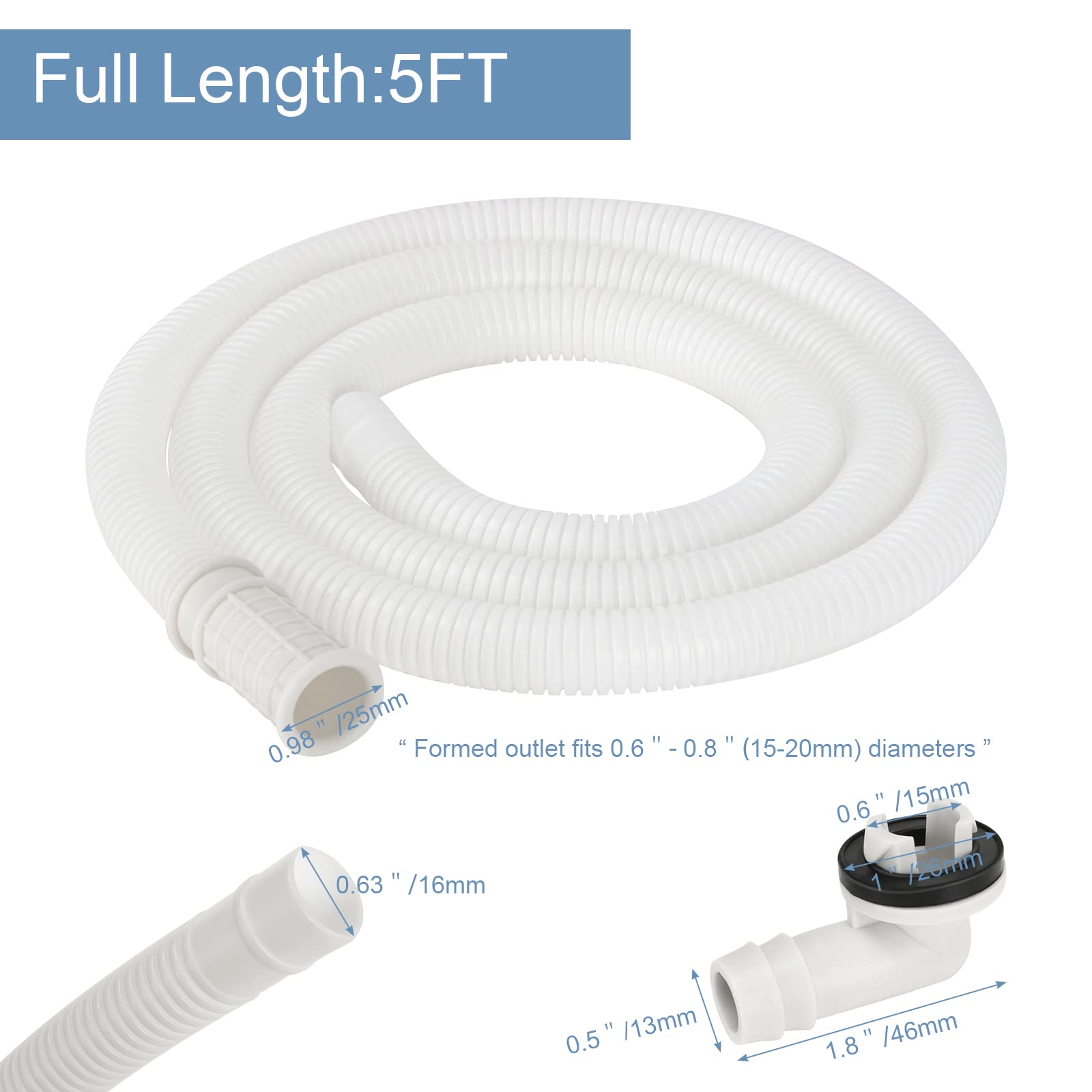 Hoxha Air Conditioner Drain Hose Kit Plastic Tubing For Ac Condensate Flexible Durable Drain Hose For Mini Split Ac Portable Ac