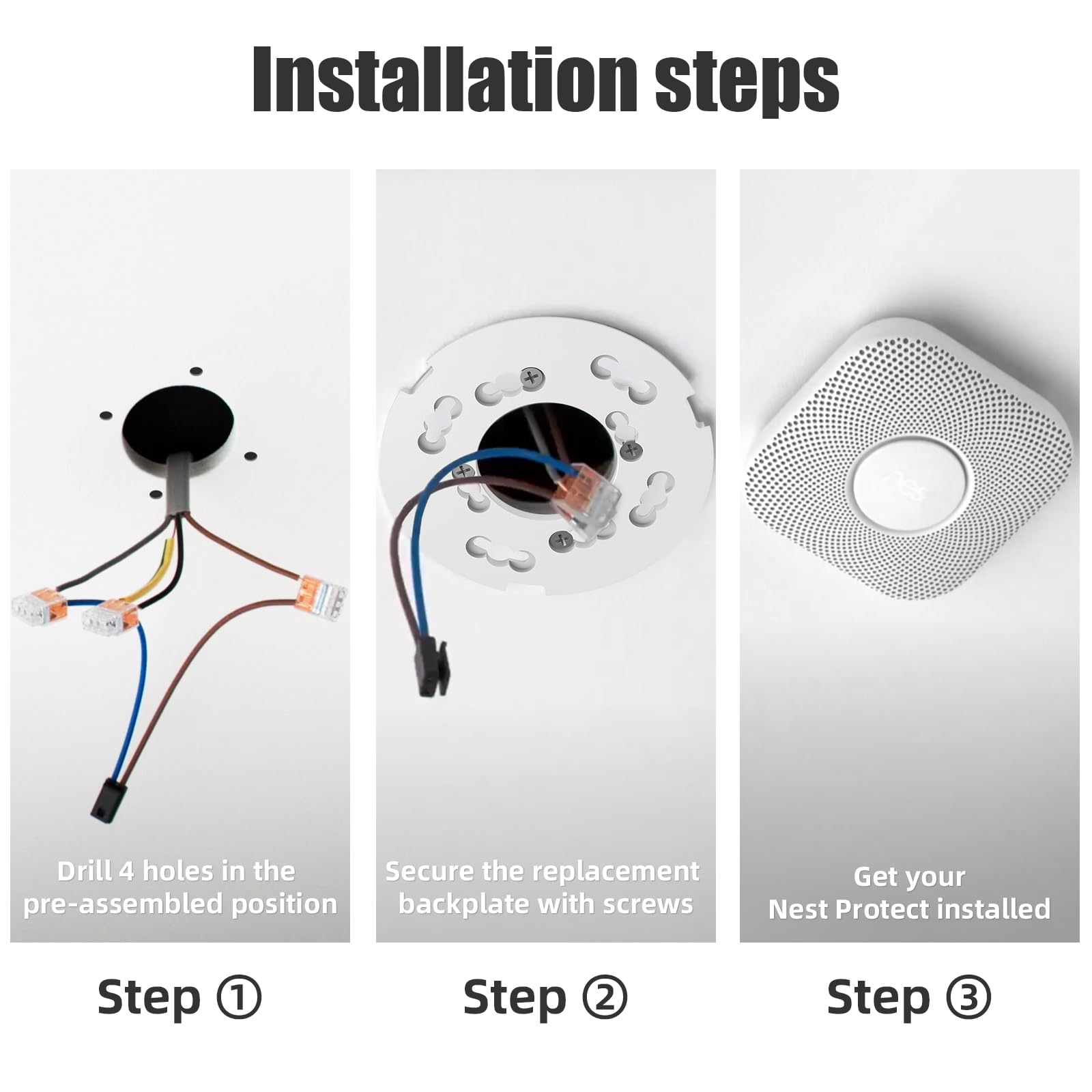 Arsunovo Mounting Plate Replacement For Google Nest Protect 2Nd Gen(Wired&Battery)   Replacement Backplate For Nest Detector Mod