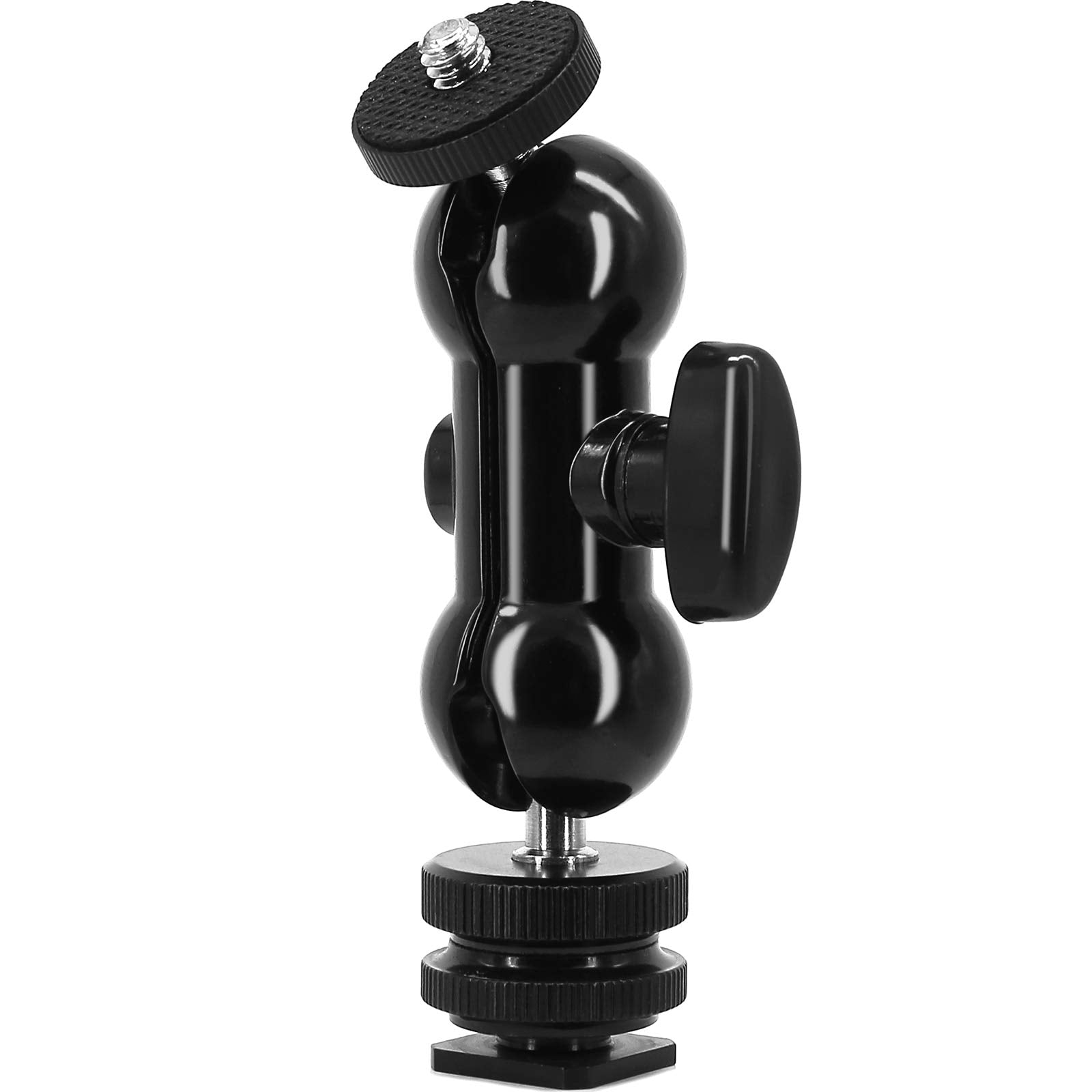 Ball Head Shoe Mount 1/4 Hot Shoe Mount Double Ballhead 1/4 Tripod Screw Multi-function for LCD Monitors,Led Light,Microphone