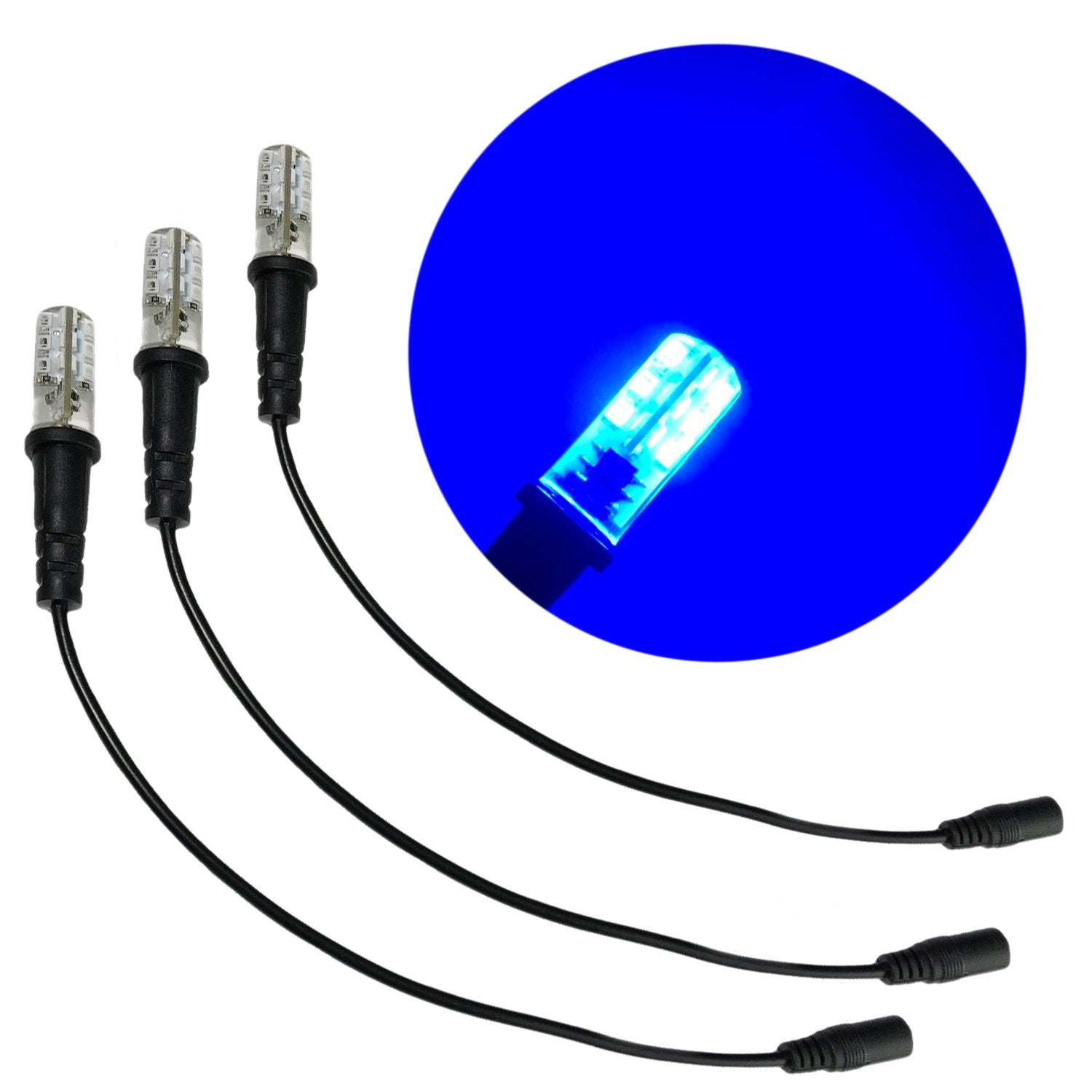 3 Pack Blue Special Effects Led 12 Volts Dc With Foam Wood Mounting Cable Socket Dc Barrel Connector For Themed Environments Pro