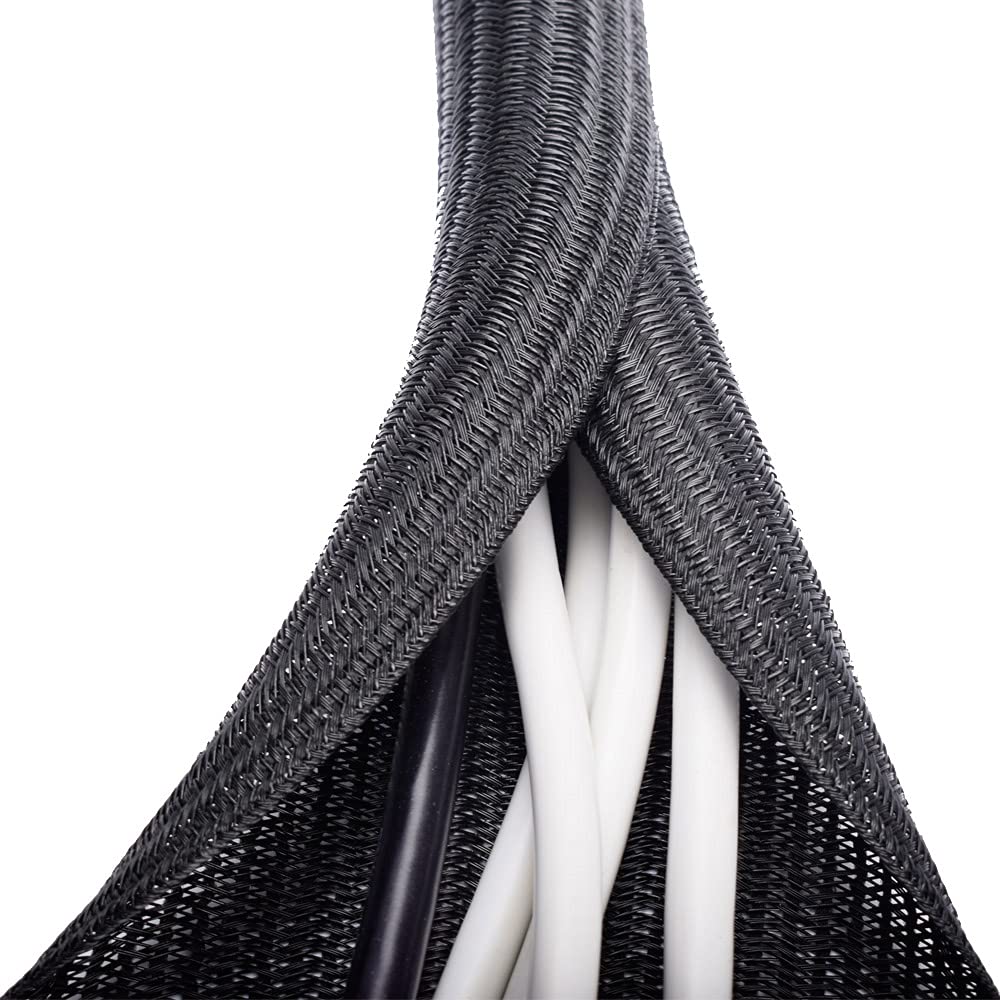 Zhiyo 20Ft   4/5 Inch Cable Sleeve, Cord Wrap Wire Protector Tubing For Pets, Pc Cable Wrap, Computer Cable Management Sleeve  