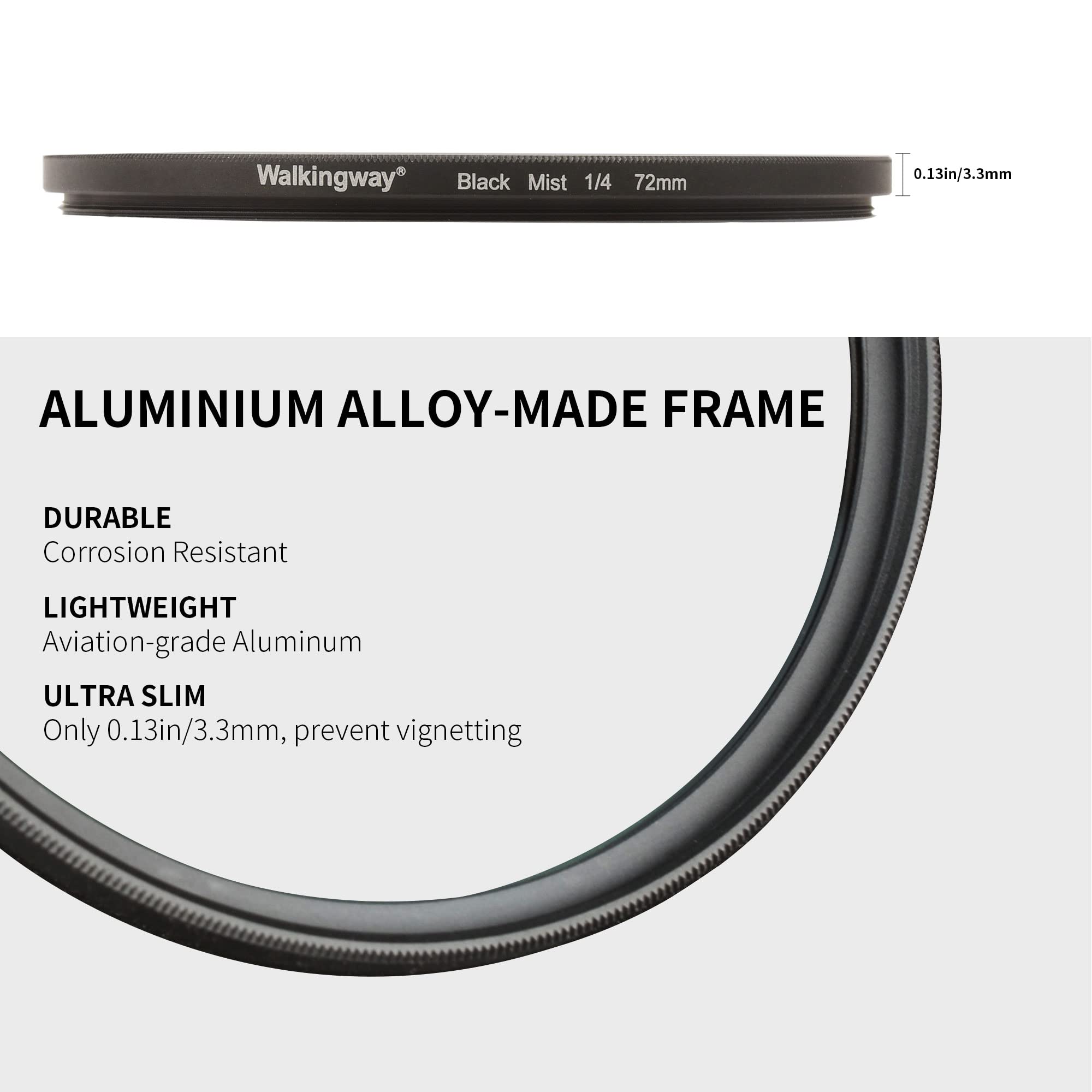 Walkingway 67Mm Black Diffusion Filter 1/8 Pro Mist Camera Lens Filter Soft Dreamy Cinematic Effect Hazy Diffuser With Ultra Sli