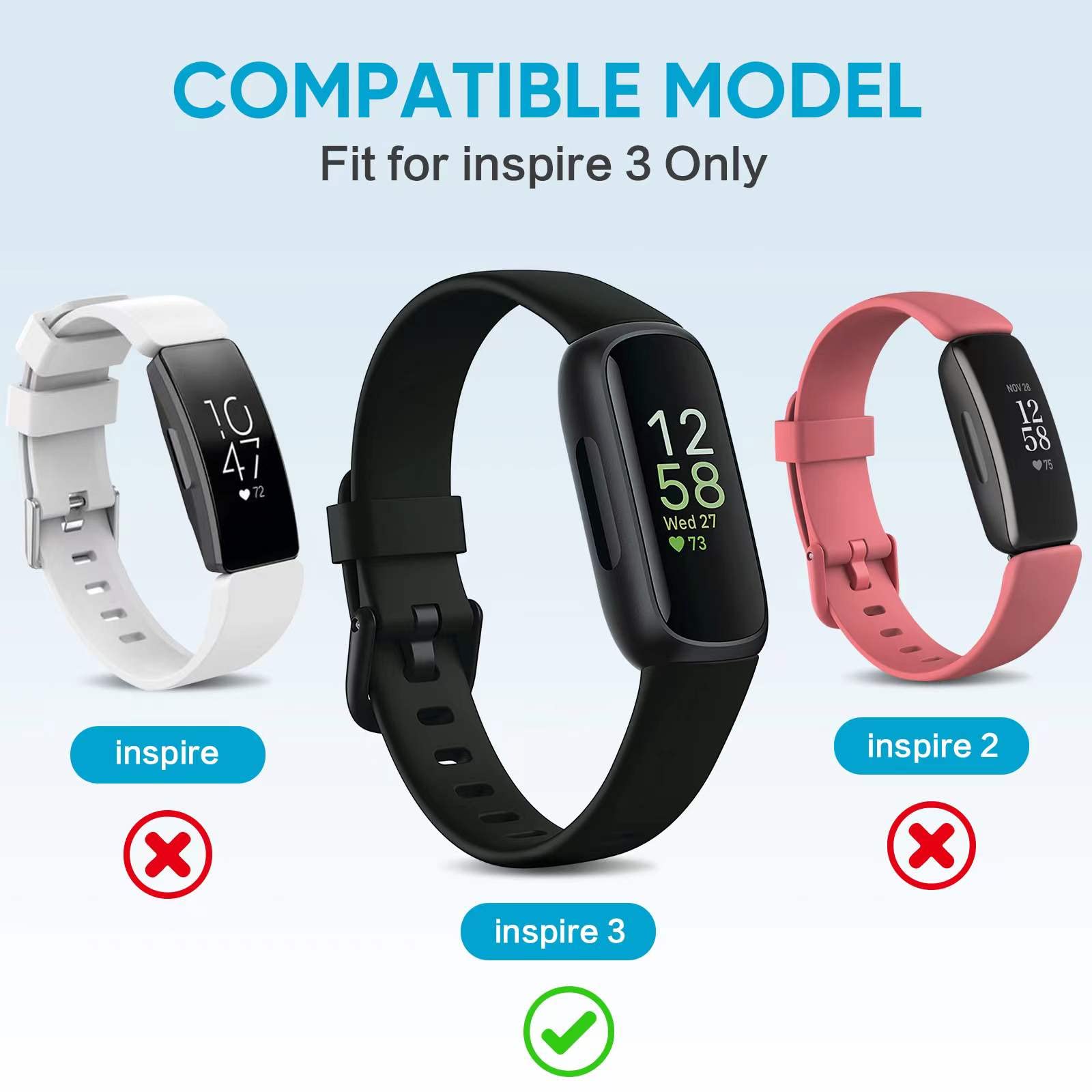 Eeweca [2 Pack] Charger Cable For Fitbit Inspire 3 (3.3 Ft/1.0 Ft)