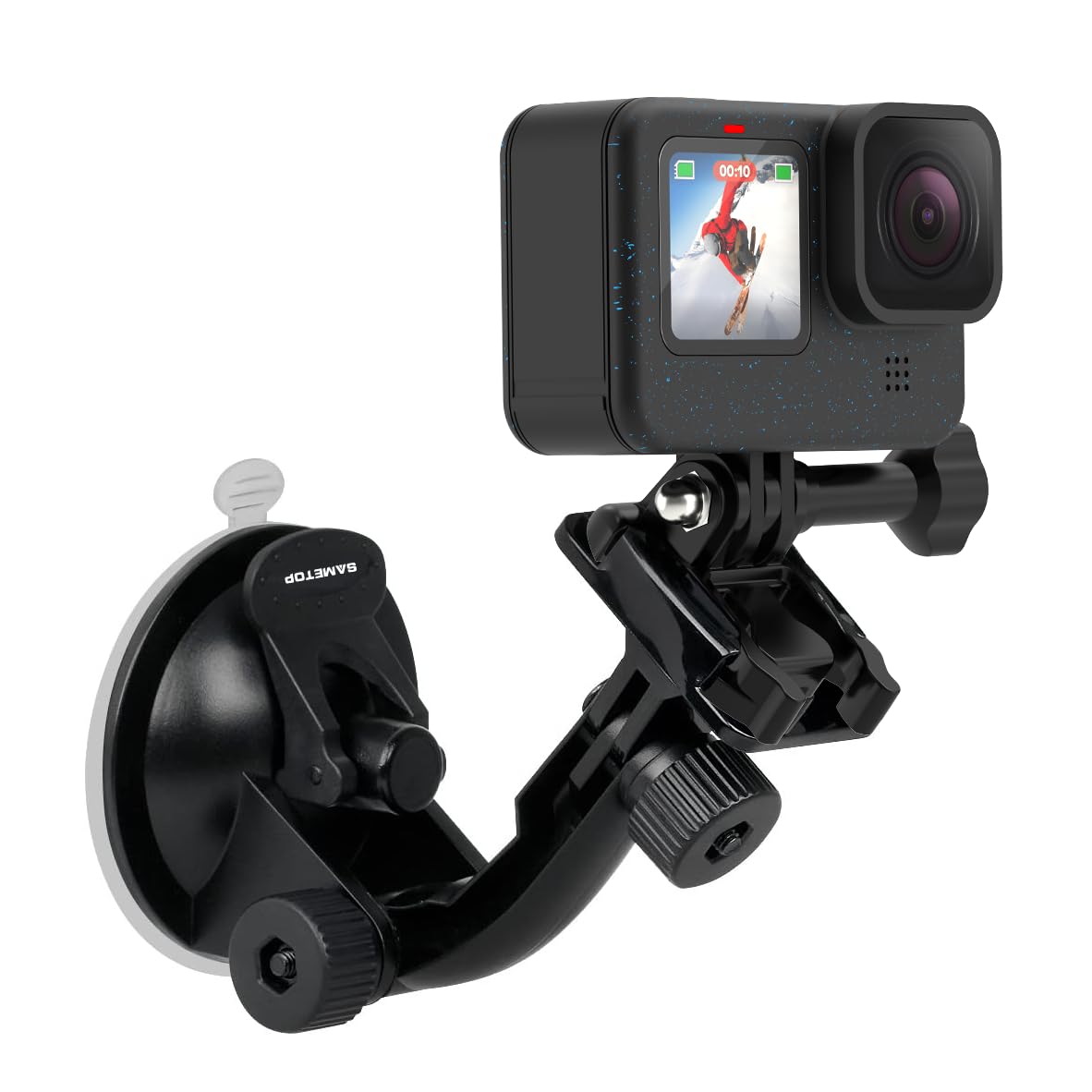 Sametop Suction Cup Mount Compatible With Gopro Hero 13, 12, 11, 10, 9, 8, 7, 6, 5, 4, Session, 3+, 3, 2, 1, Hero (2018), Max, Fusion, Dji Osmo Action Cameras; Perfect For Car Windshield And Window