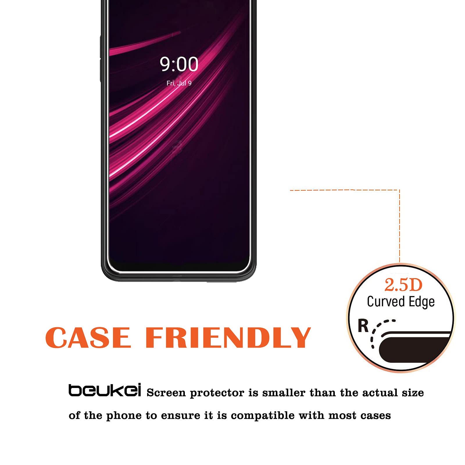 Beukei (3 Pack) Screen Protector Tempered Glass Compatible For T Mobile Revvl V+ 5G (T Mobile Revvl V Plus 5G), Touch Sensitive,(6.82 Inch) Case Friendly, 9H Hardness