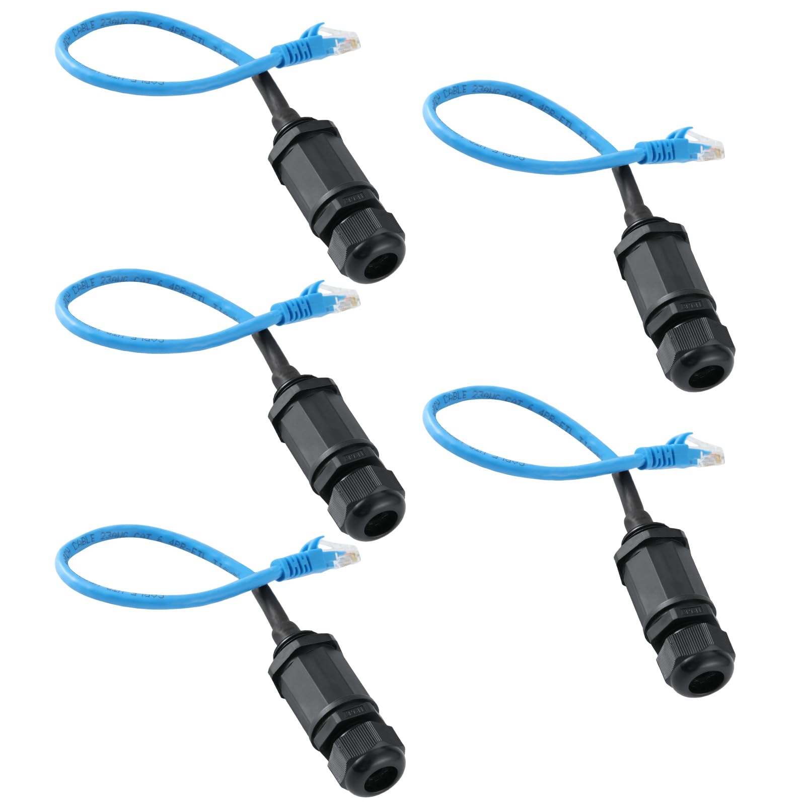 Anmbest 5Pcs M22 Waterproof Ethernet Cat6 Rj45 Connector Ip67 Outdoor Lan Coupler Adapter Male To Female With 25Mm Cable
