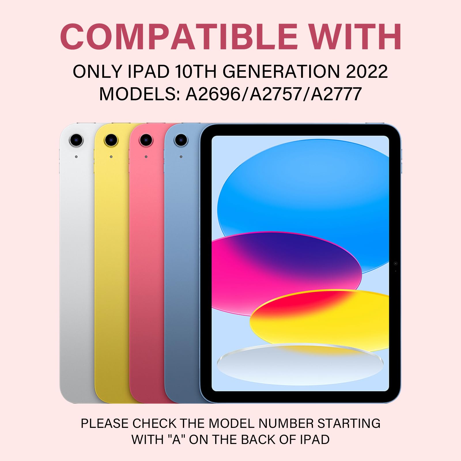 Aoub Keyboard Case For Ipad 10Th Generation 10.9 Inch 2022, 7 Color Backlit Detachable Wireless Bluetooth Keyboard Stand Folio C