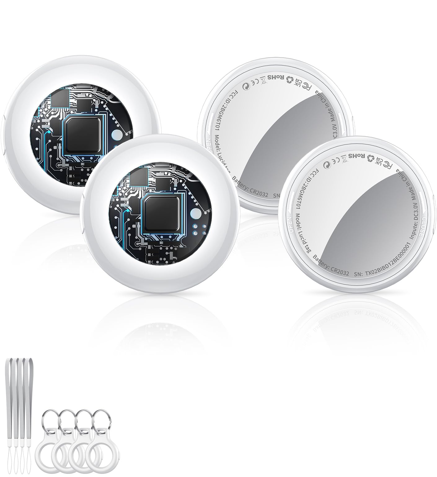 2026 New [Apple MFi Certified] (iOS Only) Tracker Tags-4 Pack, Bluetooth Tracker for Apple Find My, Replaceable Battery, Key Fin