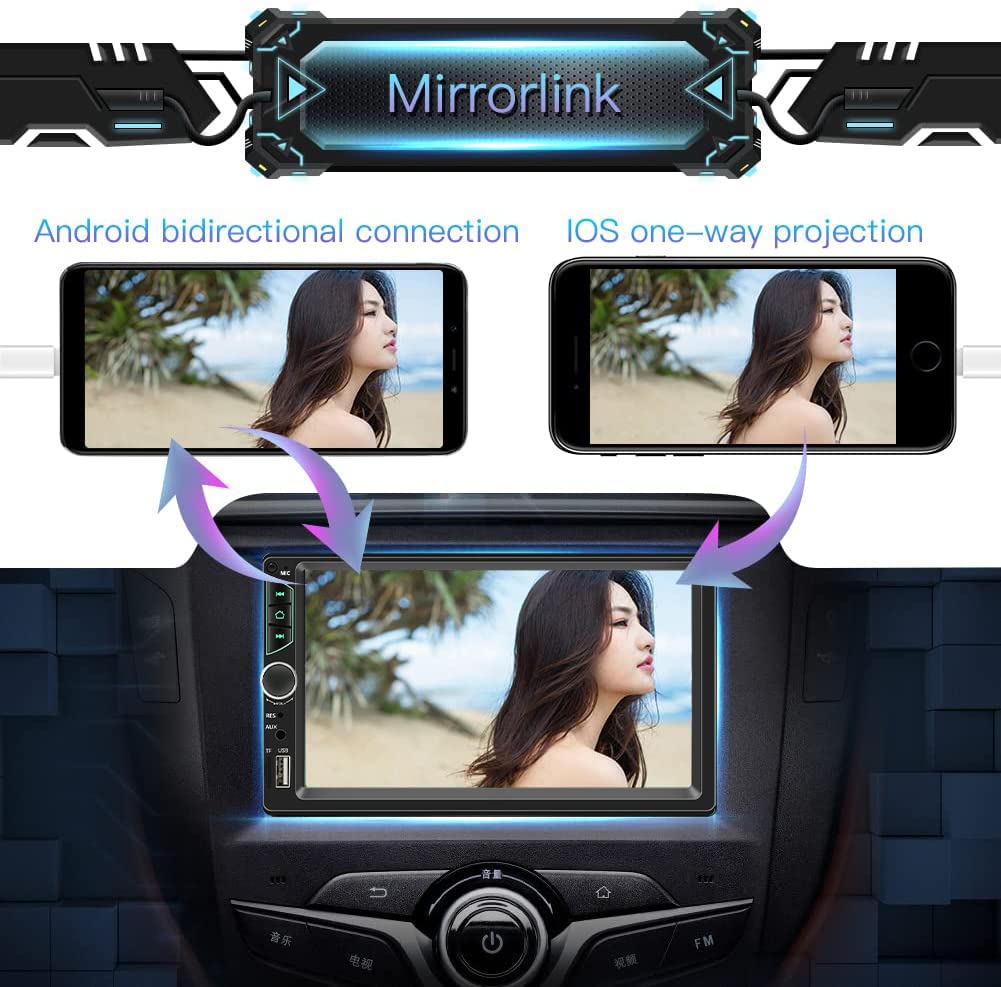Leadfan 7Inch Car Stereo Double Din Radio Touchscreen With Backup Camera Multimedia Car Audio Support Mirror Link,Bluetooth Call