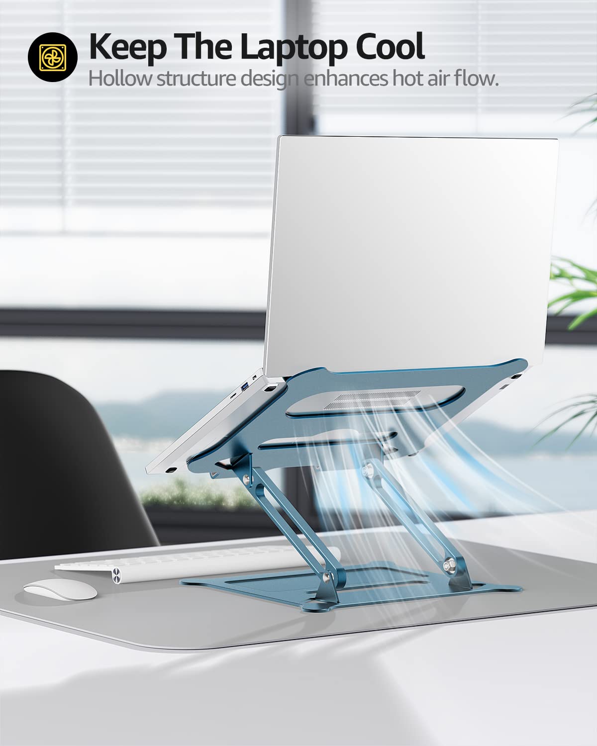 Urmust Laptop Notebook Stand Holder Adjustable Ultrabook Stand Riser Portable Compatible With Macbook Air Pro Hp Dell Xps Lenovo All Laptops 10 15.6'(Blue)