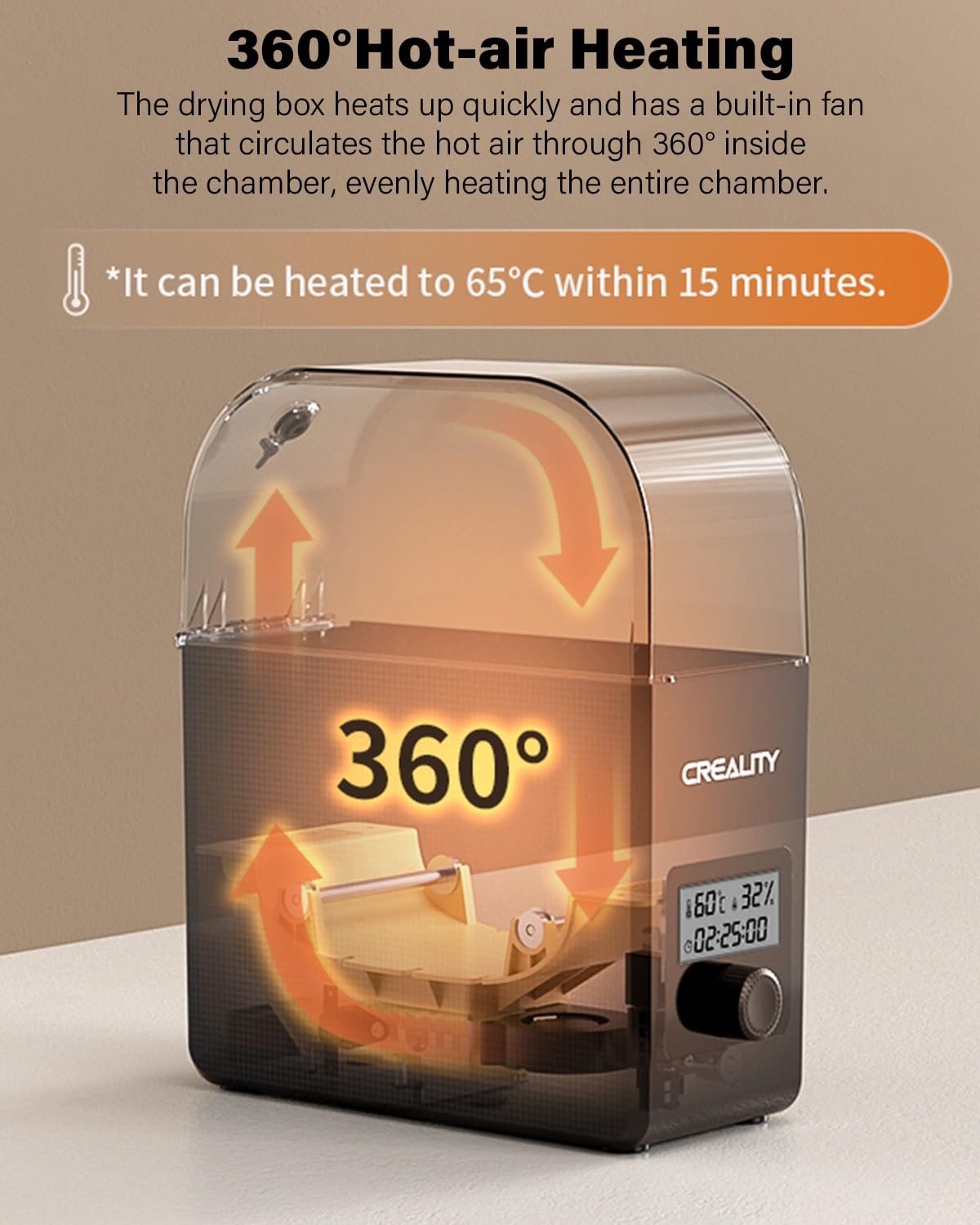 Creality Official Filament Dryer Box With Fan For 3D Printer Filament, Upgraded Filament Dehydrator Storage Box, 360 Hot Air Cir