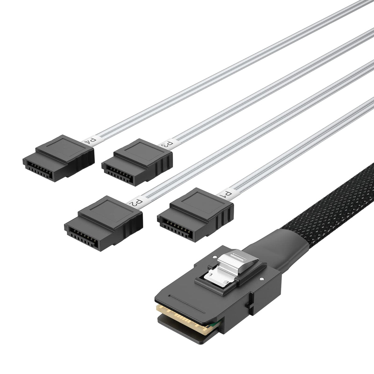 10Gtek Internal Mini Sas To Sata Cable, 36Pin Sff 8087 To 7Pin 4X Sata Fan Out Forward Breakout Cable, 1 M(3.3Ft)