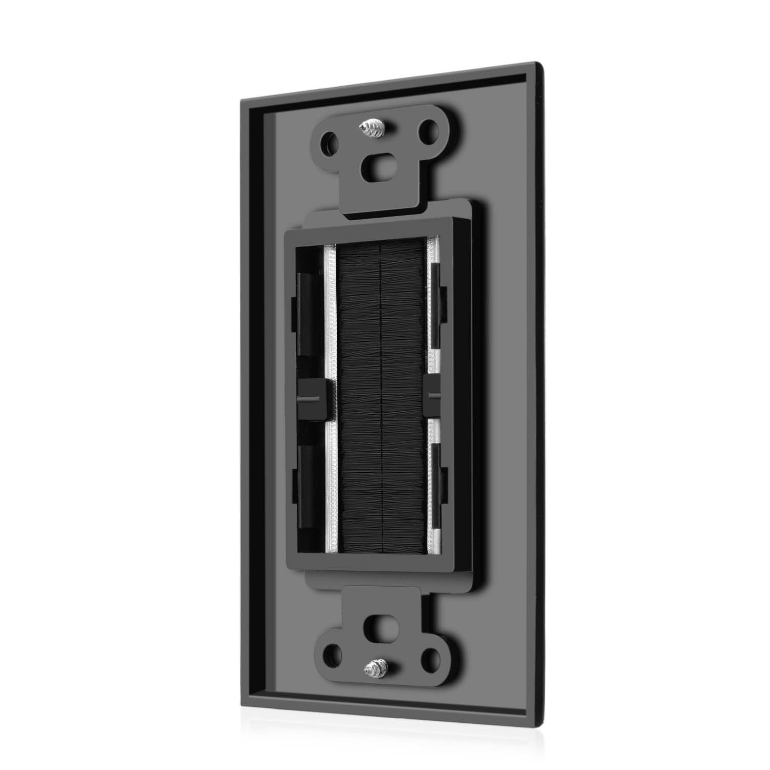 Tnp Brush Wall Plate (5 Pack)   Single Gang Cable Entry Access Brush Bristles Style Strap Opening Port Insert Socket Wiring Plug