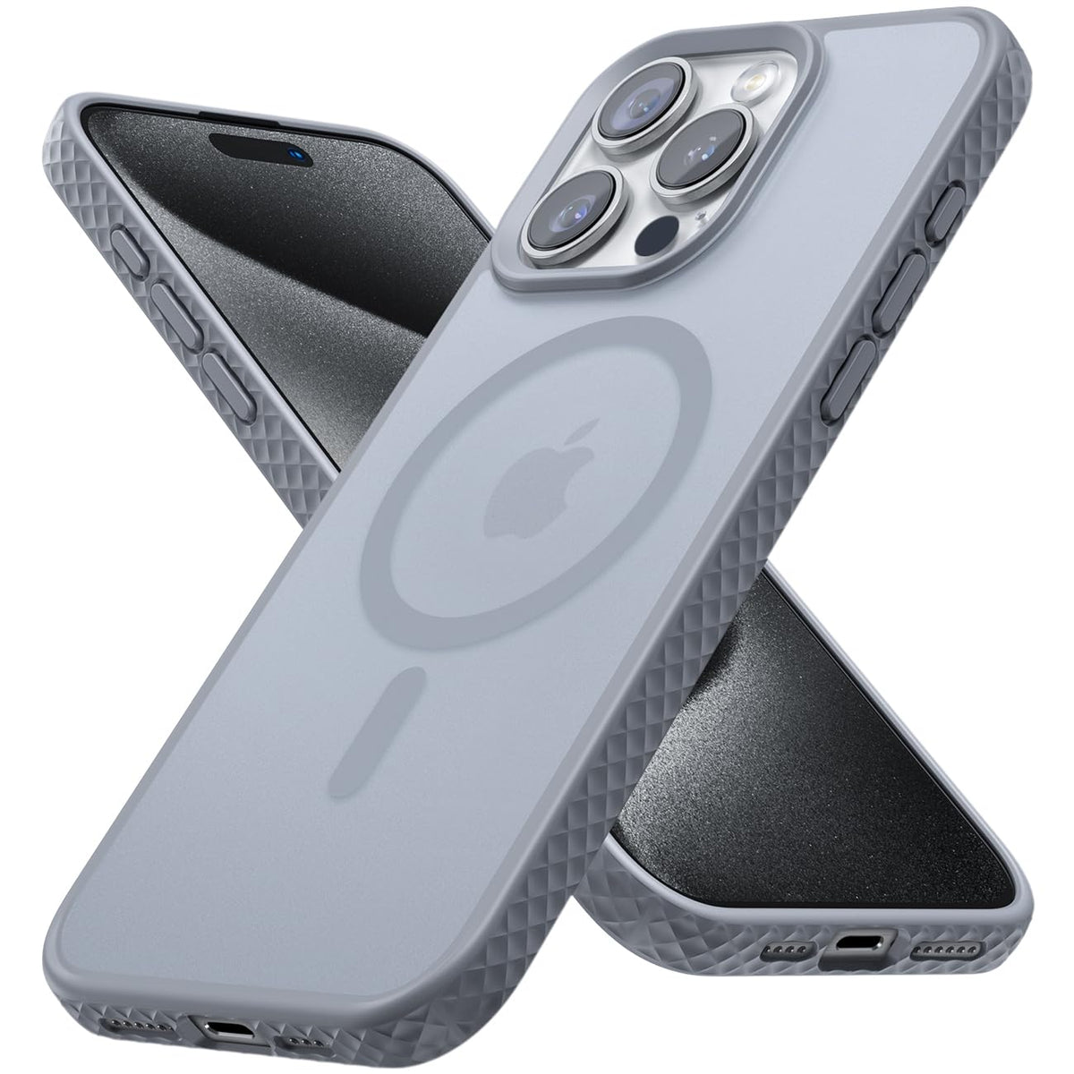 Lamicall Magnetic Case For Iphone 15 Pro Max, For Magsafe   [Diamond Textured Anti Slip Edge] [Military Grade Shockproof Protect