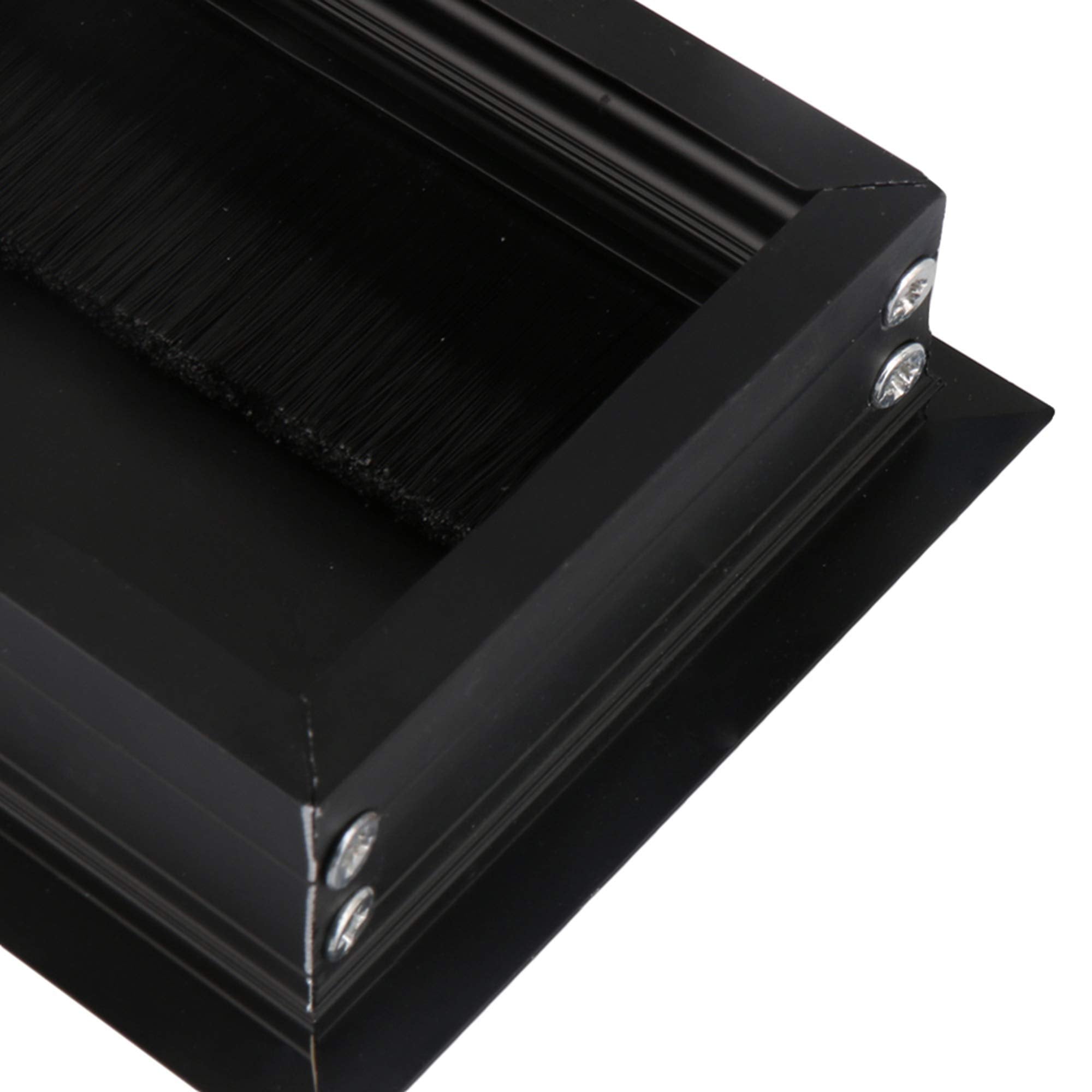 Bqlzr 16Cm Black Aluminum Alloy Table Desk Rectangle Wire Cable Grommet Hole Cover Outlet Port With Black Brush