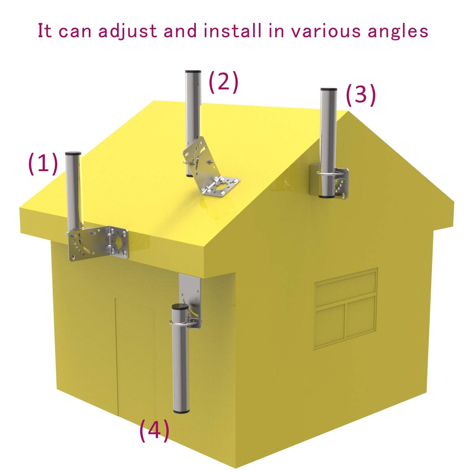 Aimeboost 1.5'' Diameter And 12'' Length Pole Mount Bracket To Wall Mount Pole Weather Station For Outside Home Antenna Tv Anten