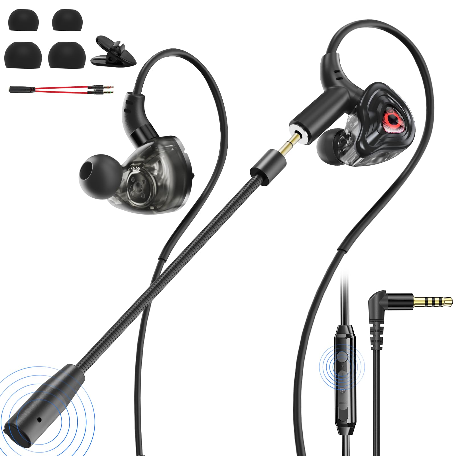 Bluefire Wired Gaming Earbuds With Microphone, Deep Bass In-Ear Monitors Earphones, Hifi Noise Cancelling Headphones For Music G