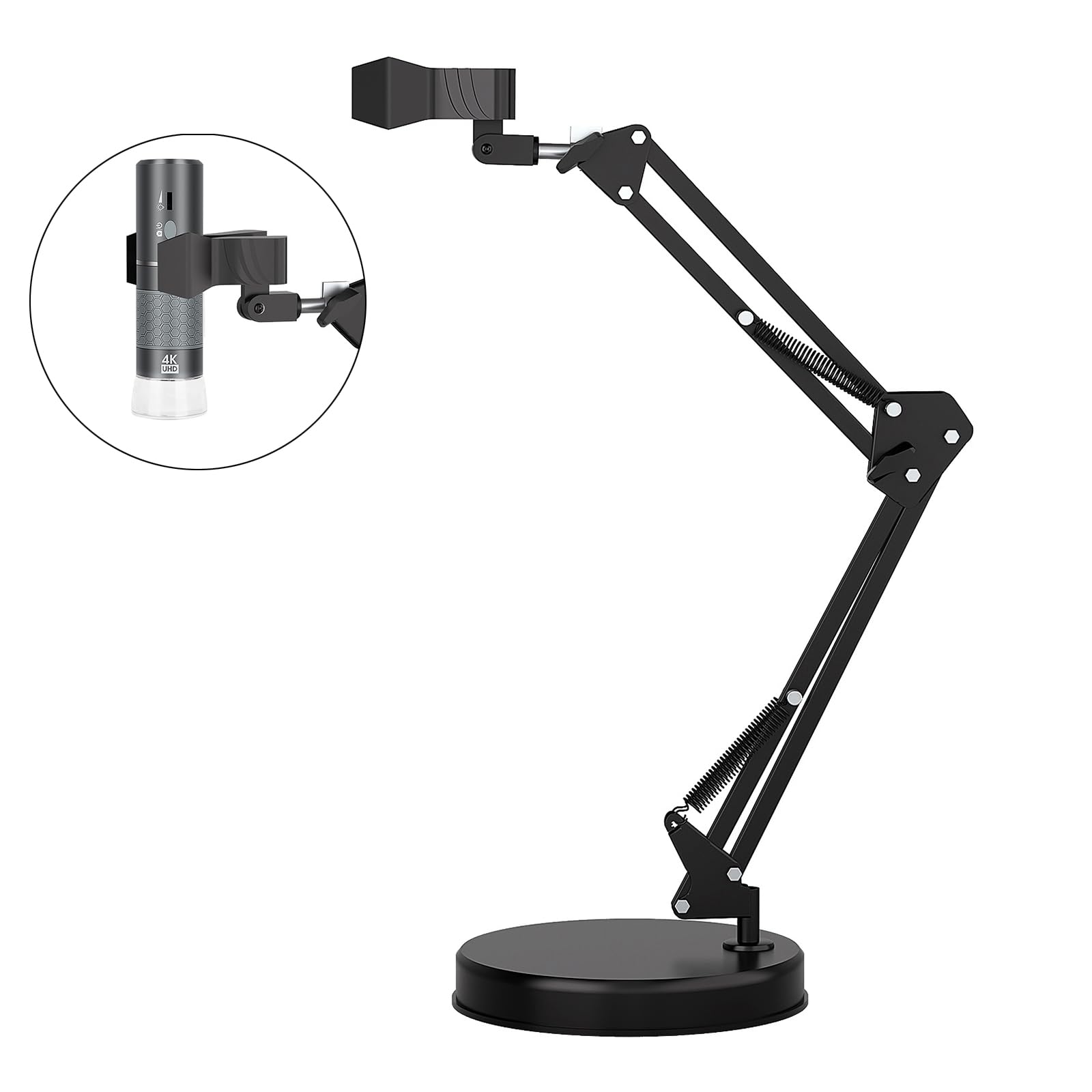 Max 21-inch Adjustable Universal Stand for Digital Microscopes - 360 Rotating Arm, Table Clamp Included - Supports Up to 6cm Dia