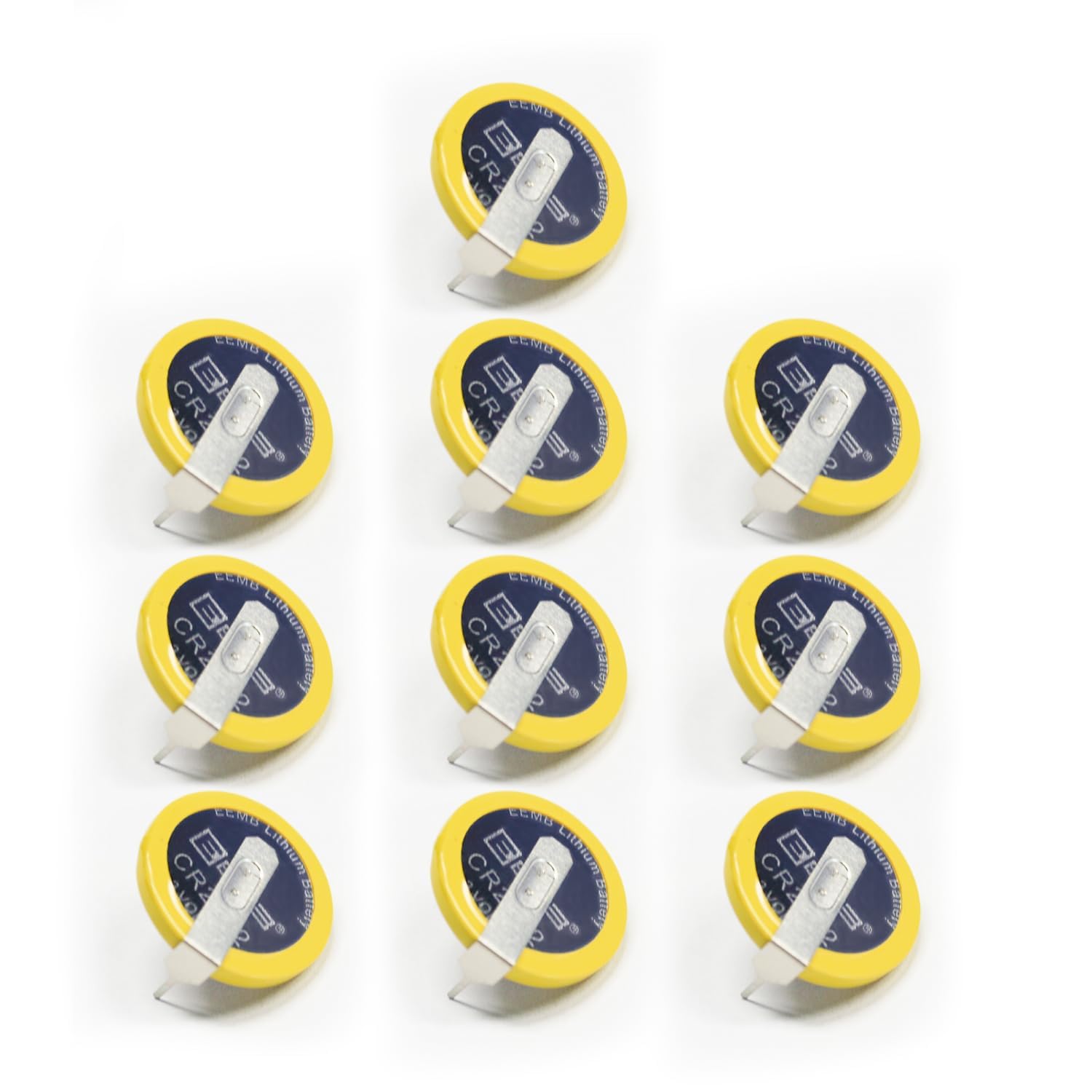EEMB 10-Pack Tabbed CR2032 Battery CR2032 3V Lithium Battery with Solder Tabs 2032 Coin Cell Lithium Batteries for Sensor, Radio