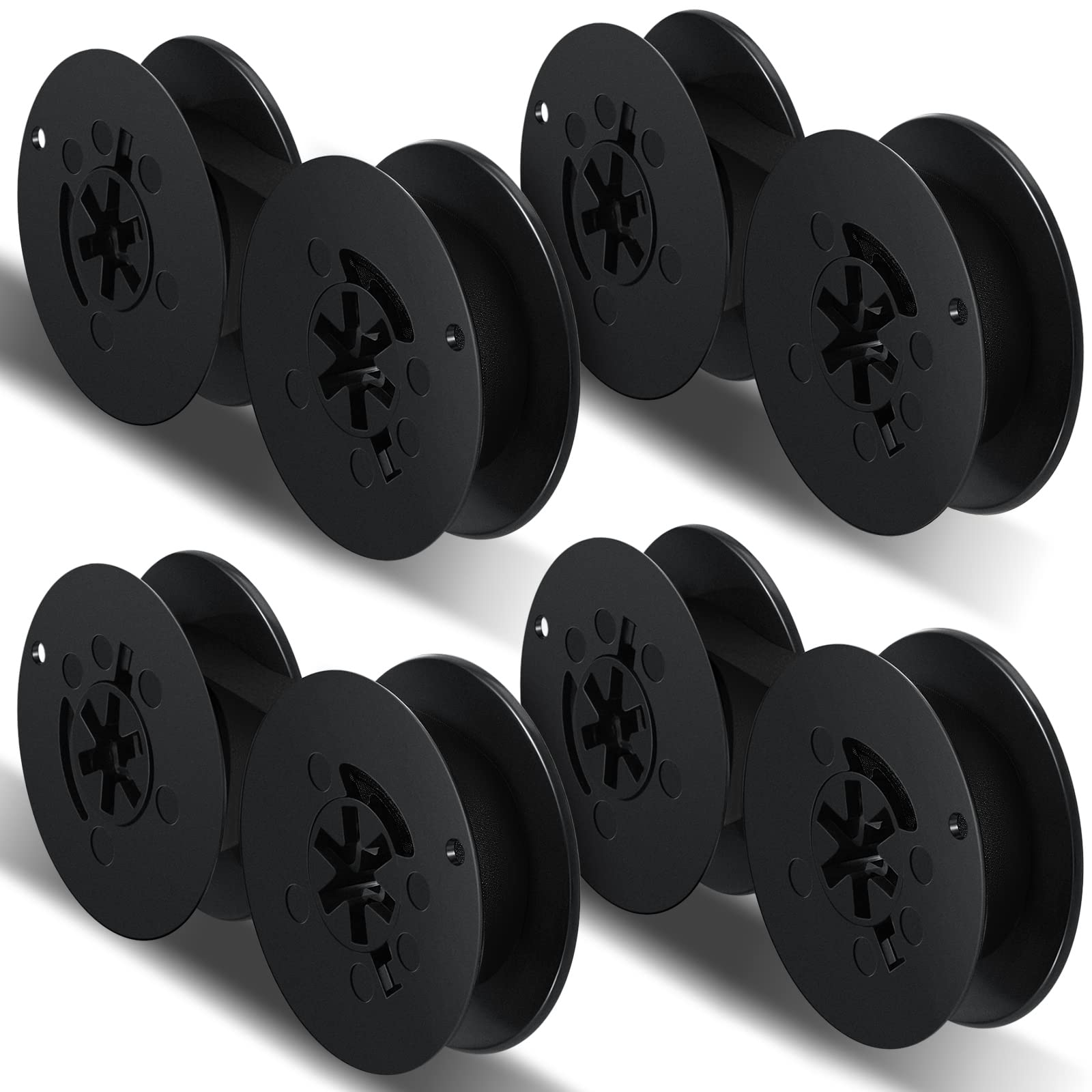 Seajan 4 Pairs Universal Dual Shaft Typewriter Ribbon Vintage Typewriter Ribbon, 1/2 Cloth For Most Machines(Black)