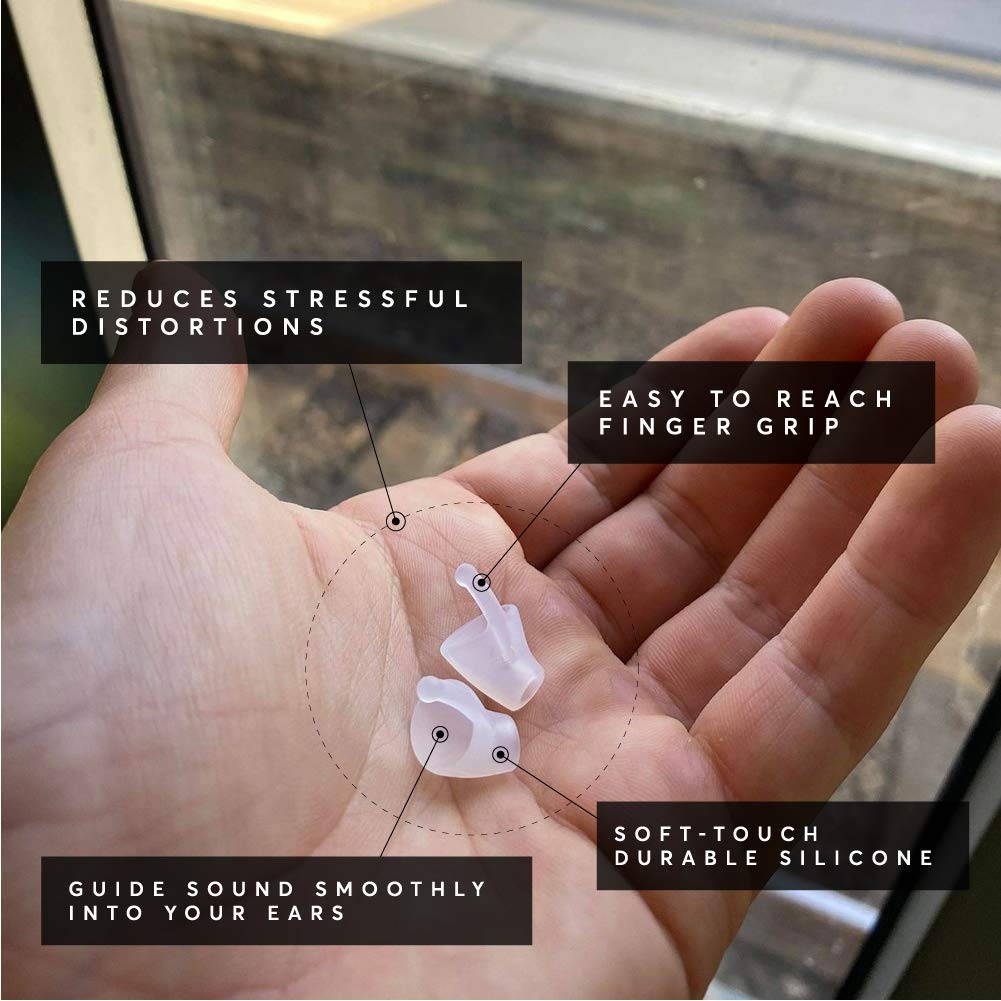 Flare Calmer   Ear Plugs Alternative   Reduce Annoying Noises Without Blocking Sound   Soft Reusable Silicone   Translucent