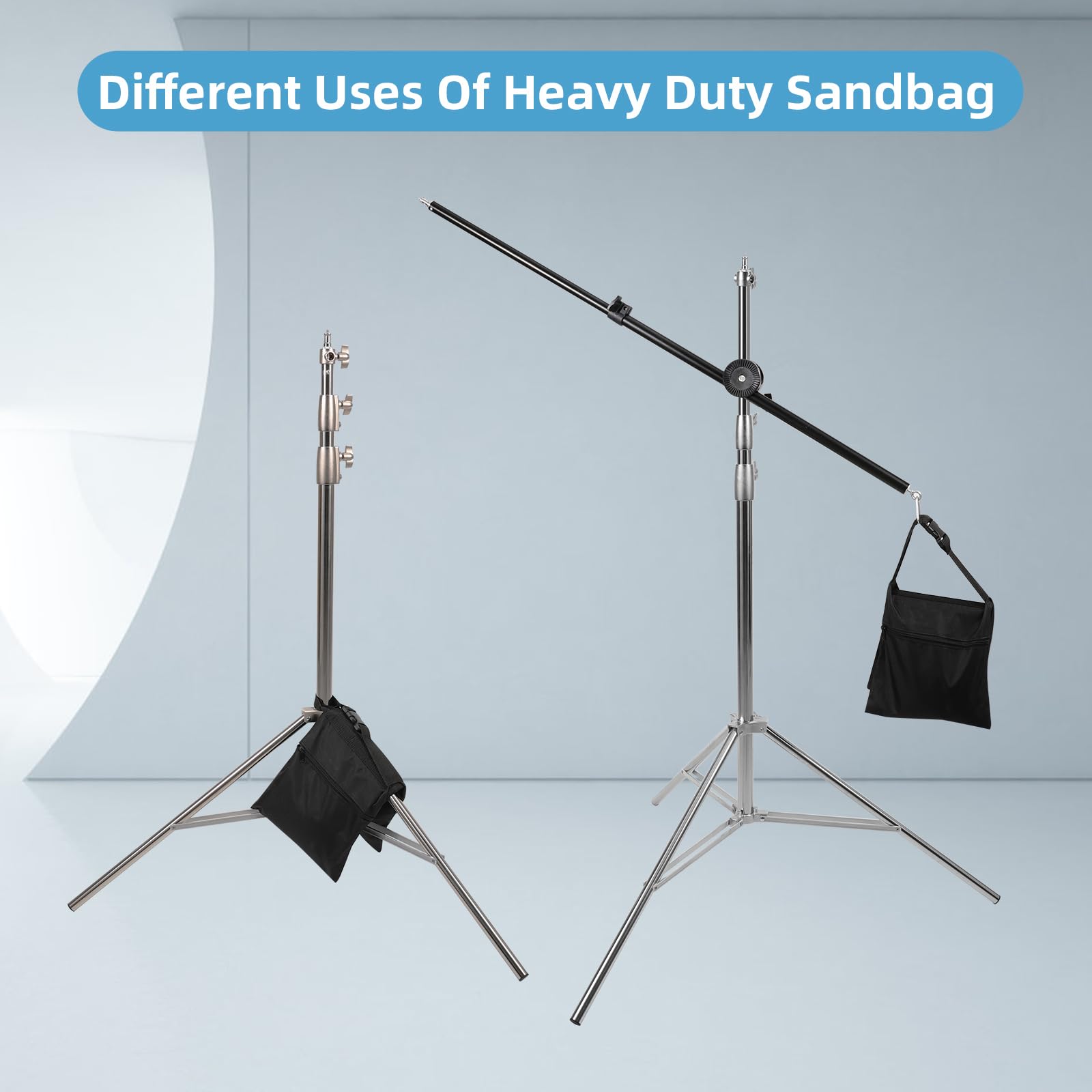 Ifkdnr 2 Packs Sandbags, Heavy Duty Sand Bags With 4 Pe Bags, Sand Bags With Buckle Straps For Support Light Stand, C Stand, Lig