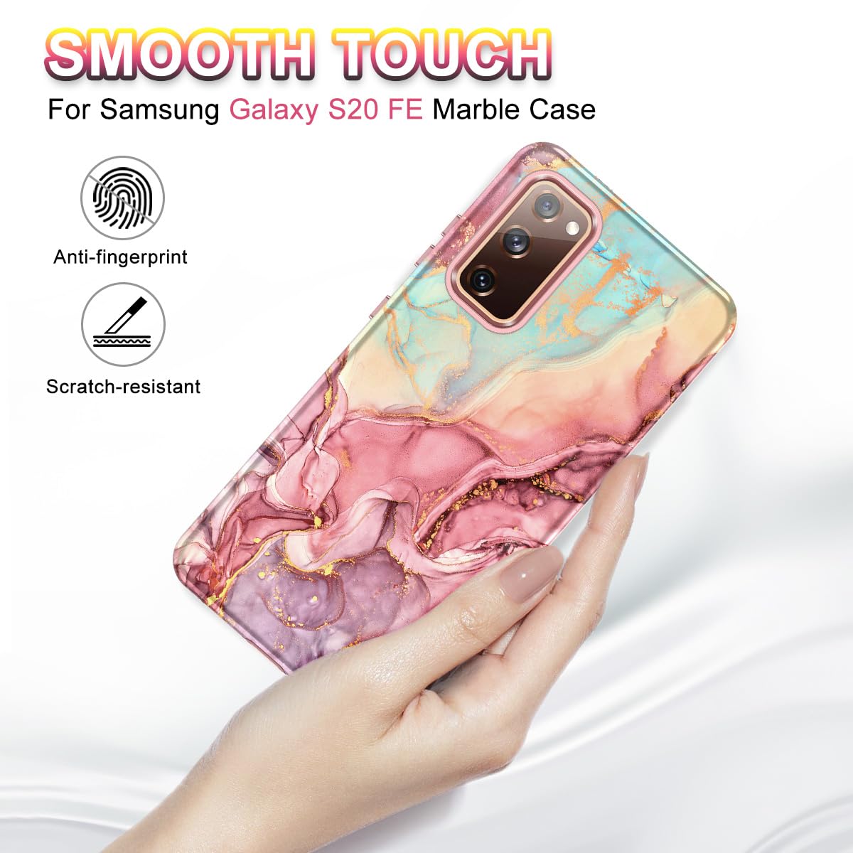 Btscase For Galaxy S20 Fe 5G Case, Marble Pattern 3 In 1 Heavy Duty Shockproof Full Body Rugged Hard Pc+Soft Silicone Drop Prote