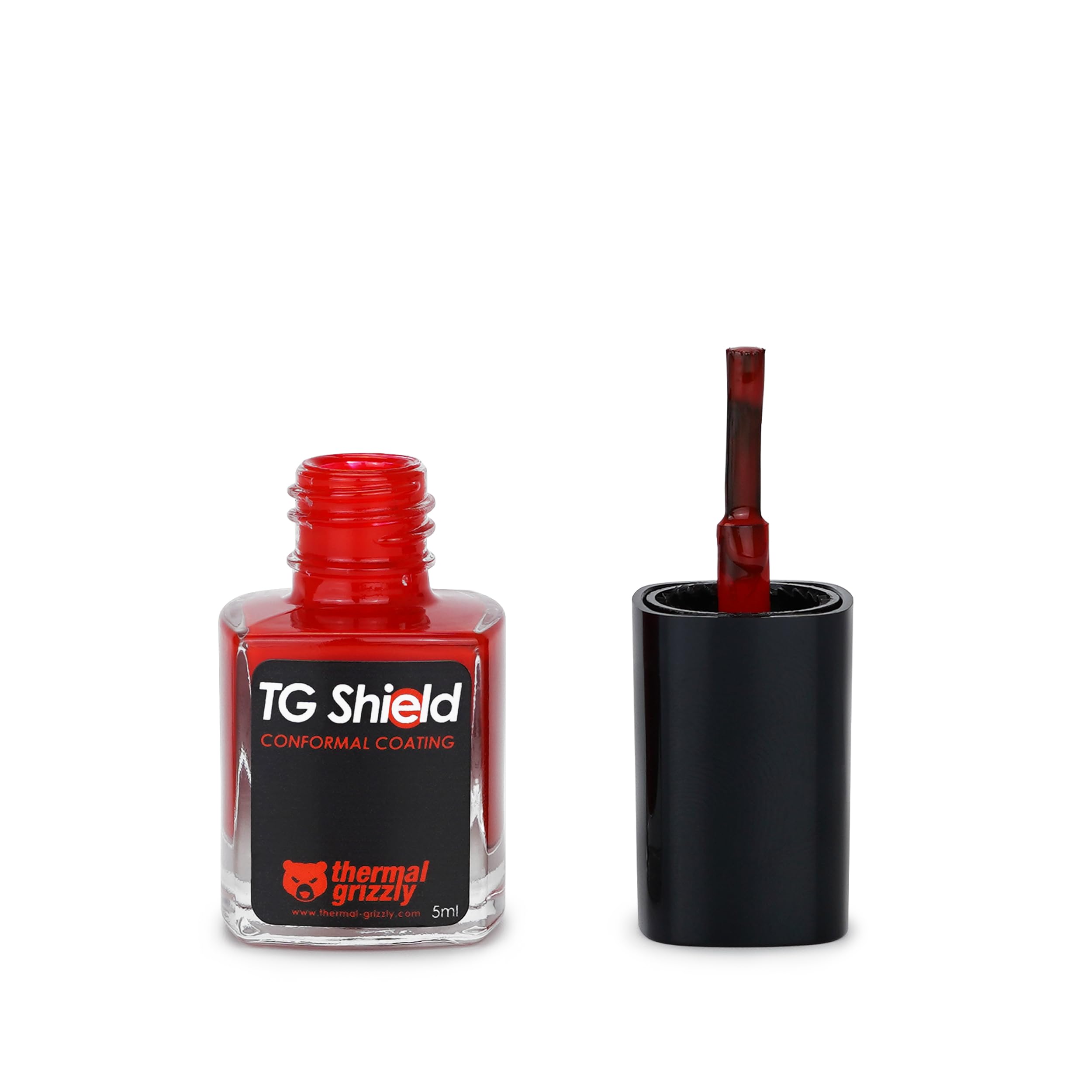 Thermal Grizzly TG Shield - 5ml Red Conformal Coating for CPU/GPU/PS4/PS5/Xbox - Protects Against Liquid Thermal Paste and Short Circuits