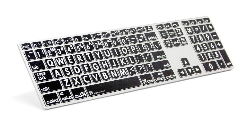 Logickeyboard Largeprint White On Black   Mac Advanced Line Keyboard   Lkbu Lprntwb Am89 Us