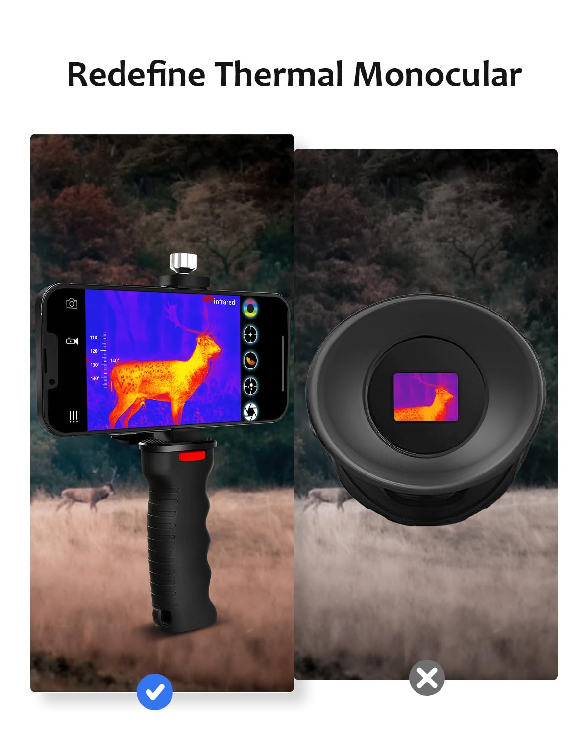 Infiray Thermal Monocular For Iphone, T2 Pro Thermal Camera Scope For Hunting, 256X192 Ir Resolution Thermal Imaging Goggles, 80