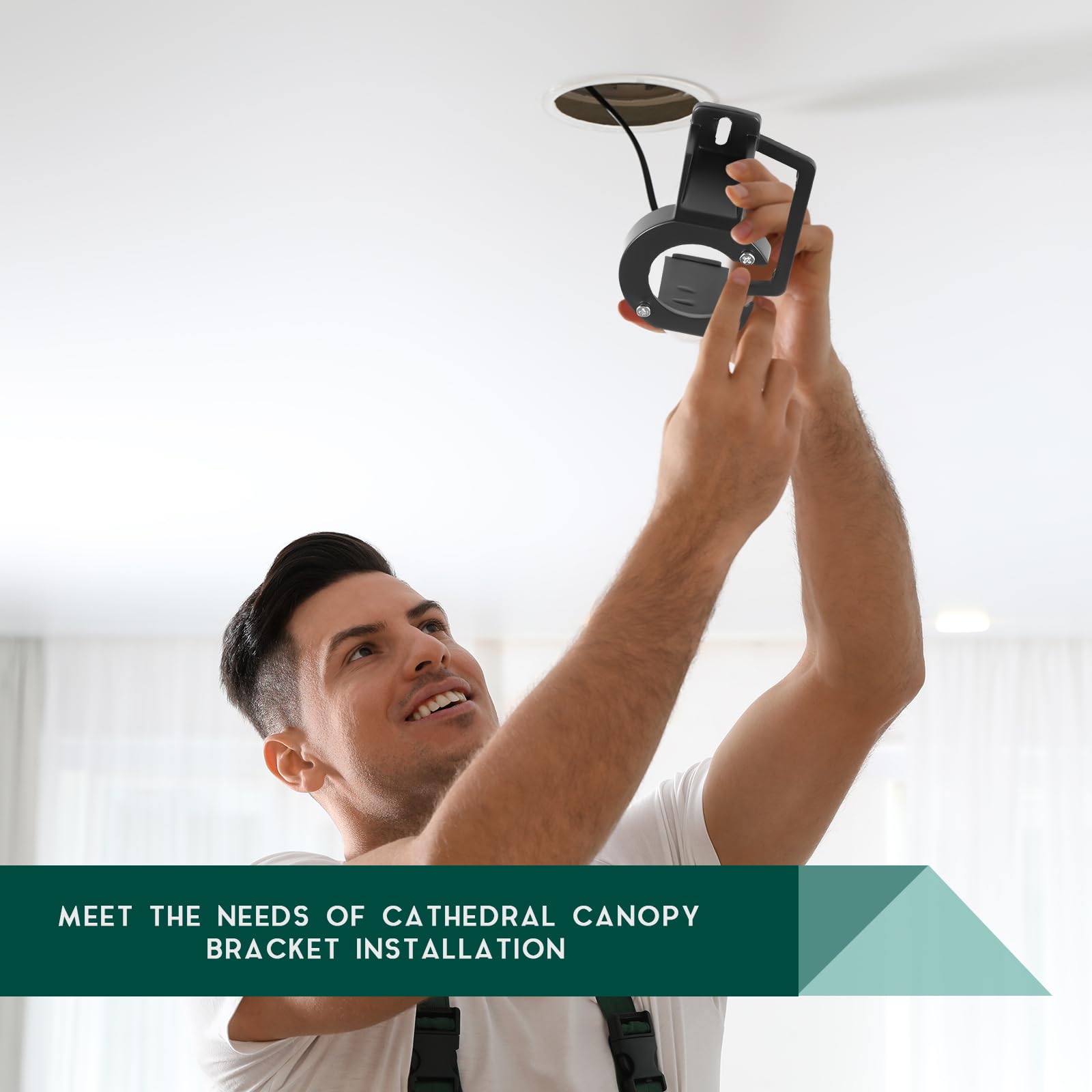 Zonon 2 Pcs Ceiling Fan Mounting Bracket Ceiling Fan Mounting Kits Ceiling Fan Parts For Cathedral Canopy Living Room, Black (Wi