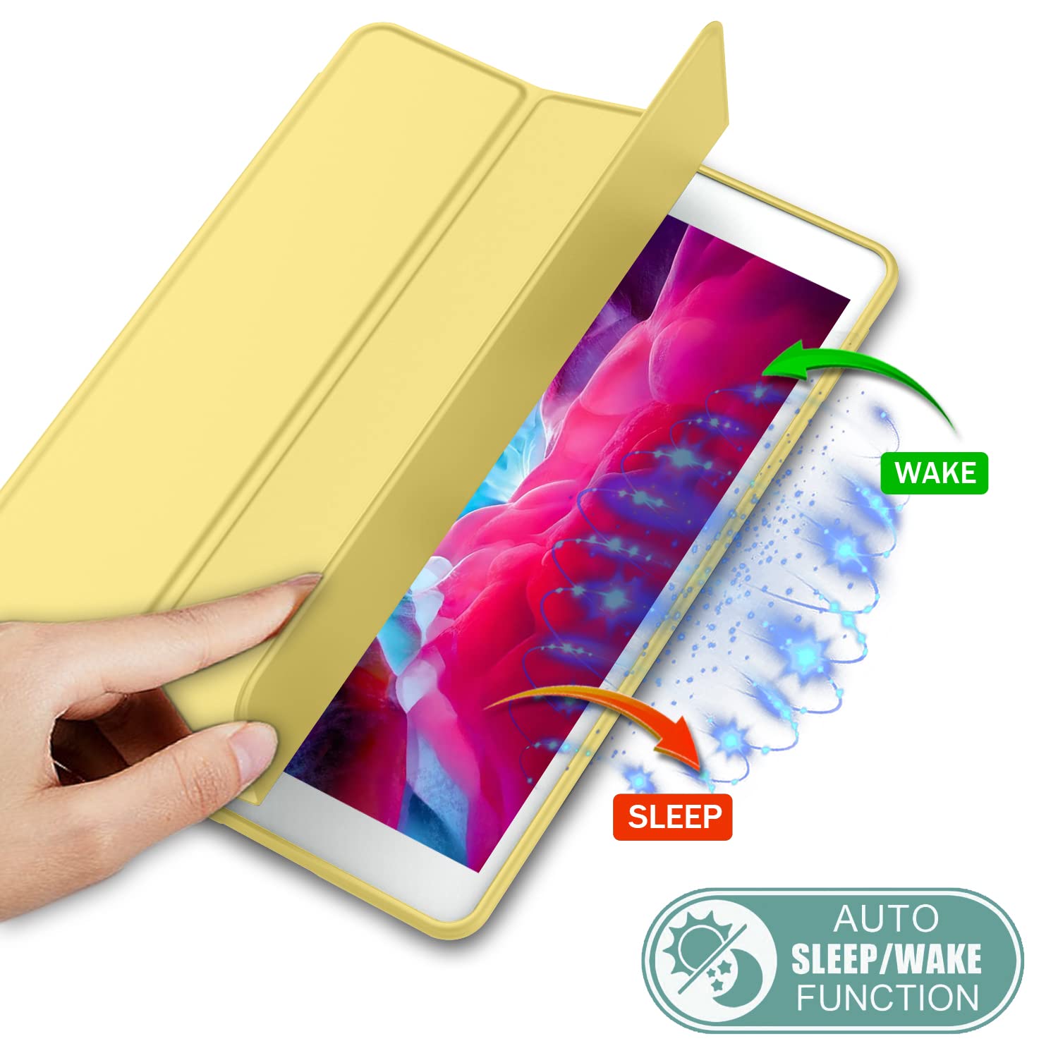 Imieet Ipad 9.7 Case (2018/2017 Model, 6Th/5Th Generation), Smart Cover With Pencil Holder And Soft Baby Skin Silicone Back And Full Body Protection, Auto Wake/Sleep Cover (Yellow)