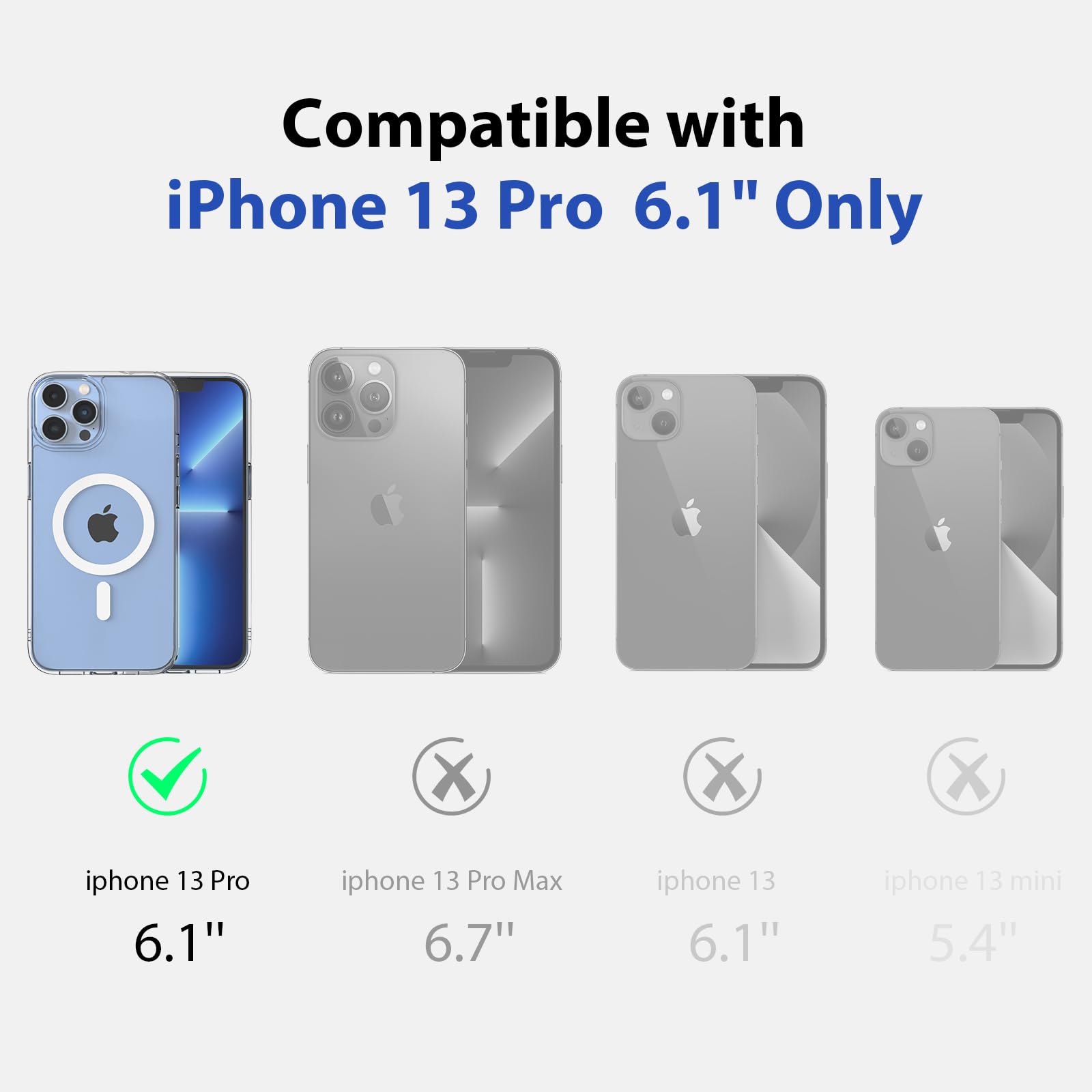 Yzoiko Strong Magnetic Translucent Case For Iphone 13 Pro [10Ft Military Grade Protection] Compatible With Magsafe Shockproof Sl