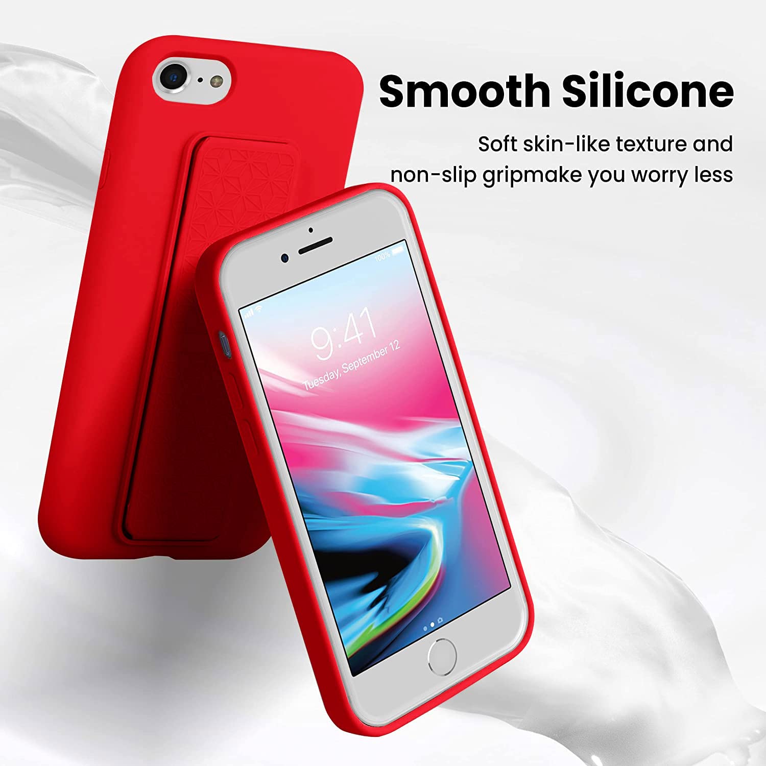 Laudtec Soft Silicone Kickstand Case Compatible With Iphone Se 2022/2020 Case,For Iphone 8 Case,For Iphone 7 Case Vertical And H